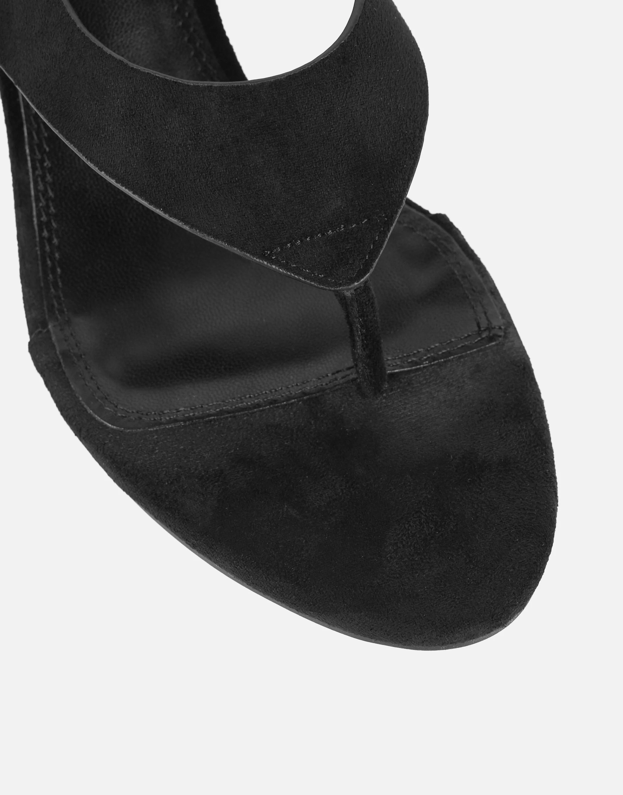 Raneece Black Suede Toe Post Heeled Sandals - Image 4