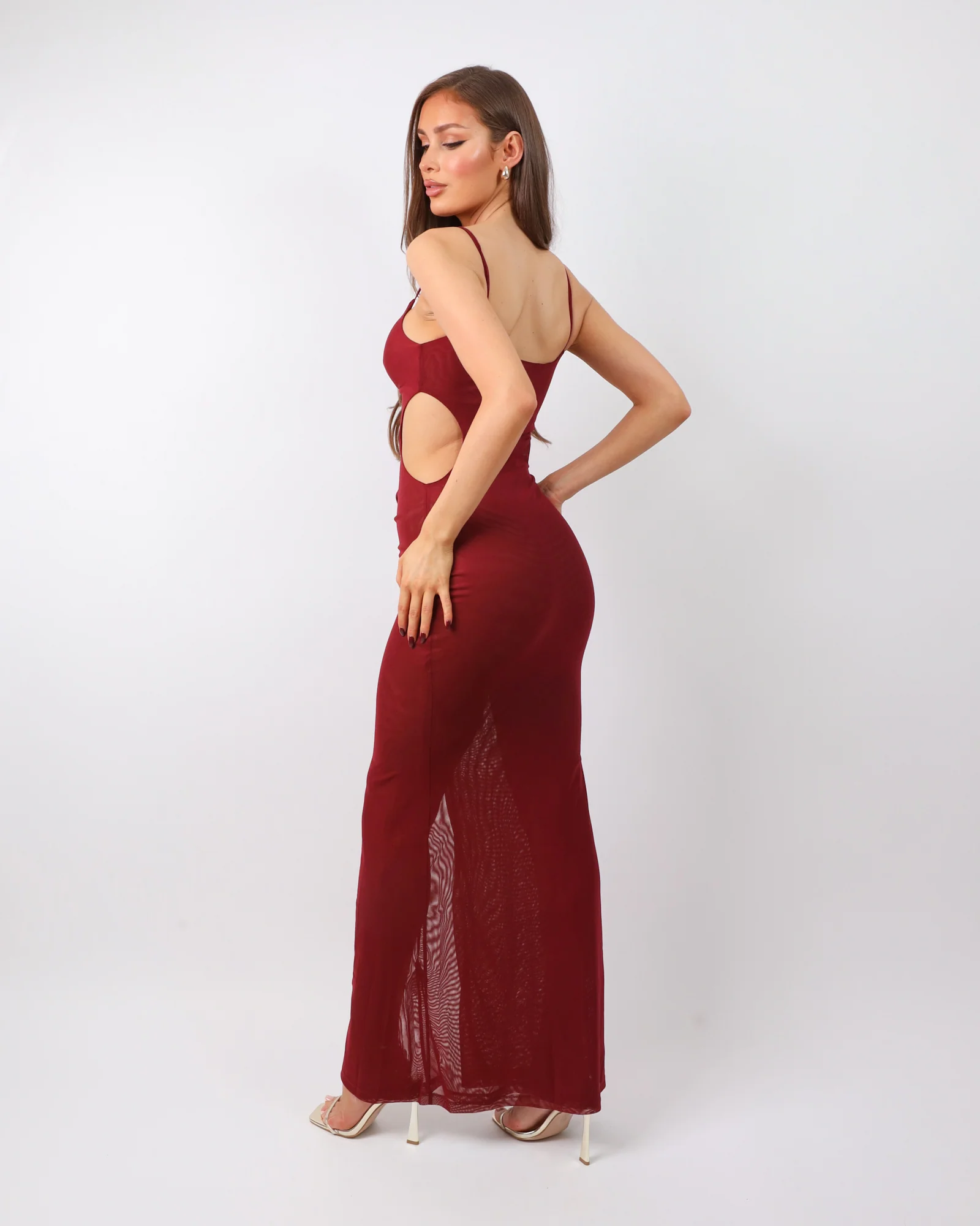 Raye Deep Red Knot Detail Maxi Dress - Image 5