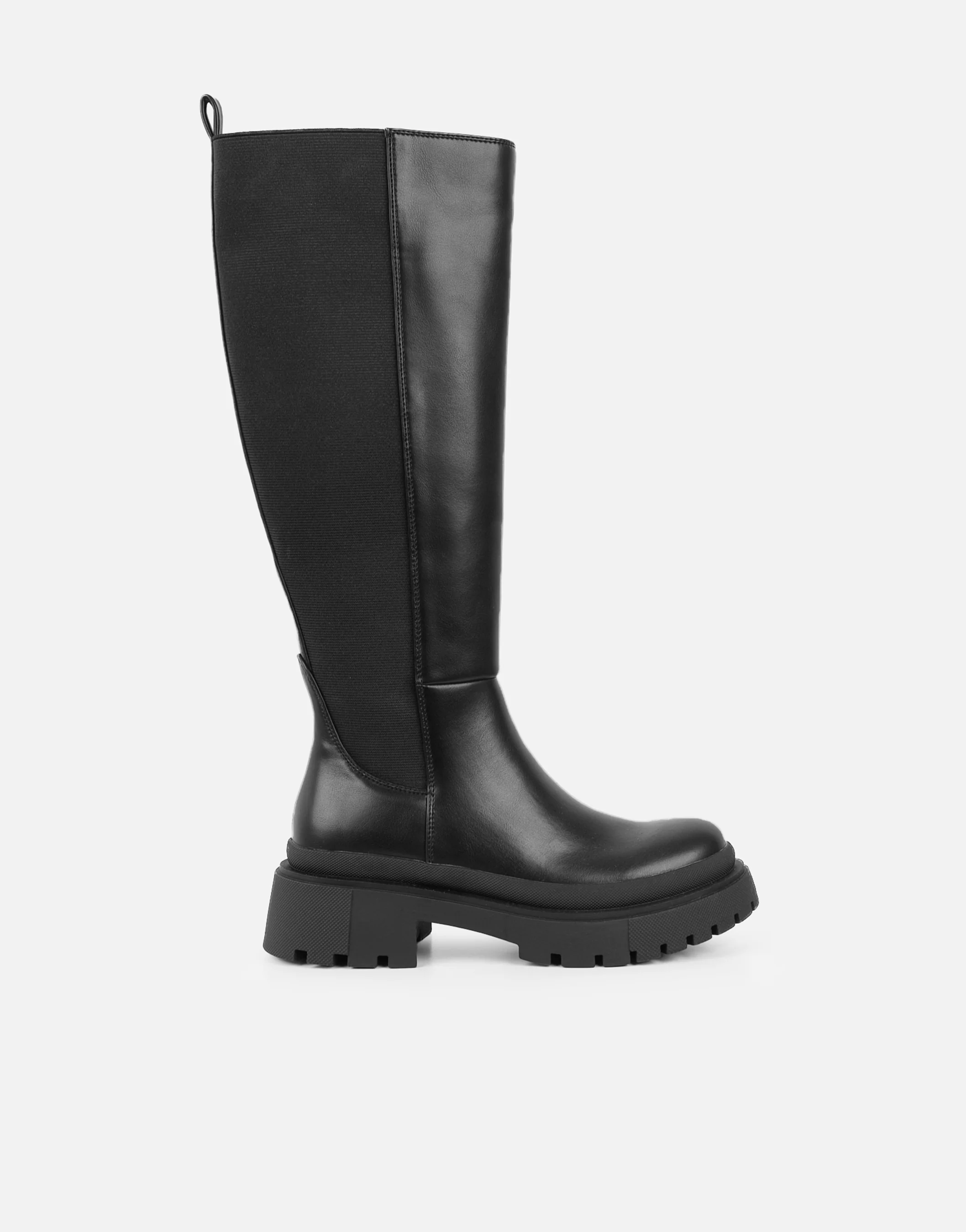 Remus Black Knee High Sock Chunky Boots - Image 3