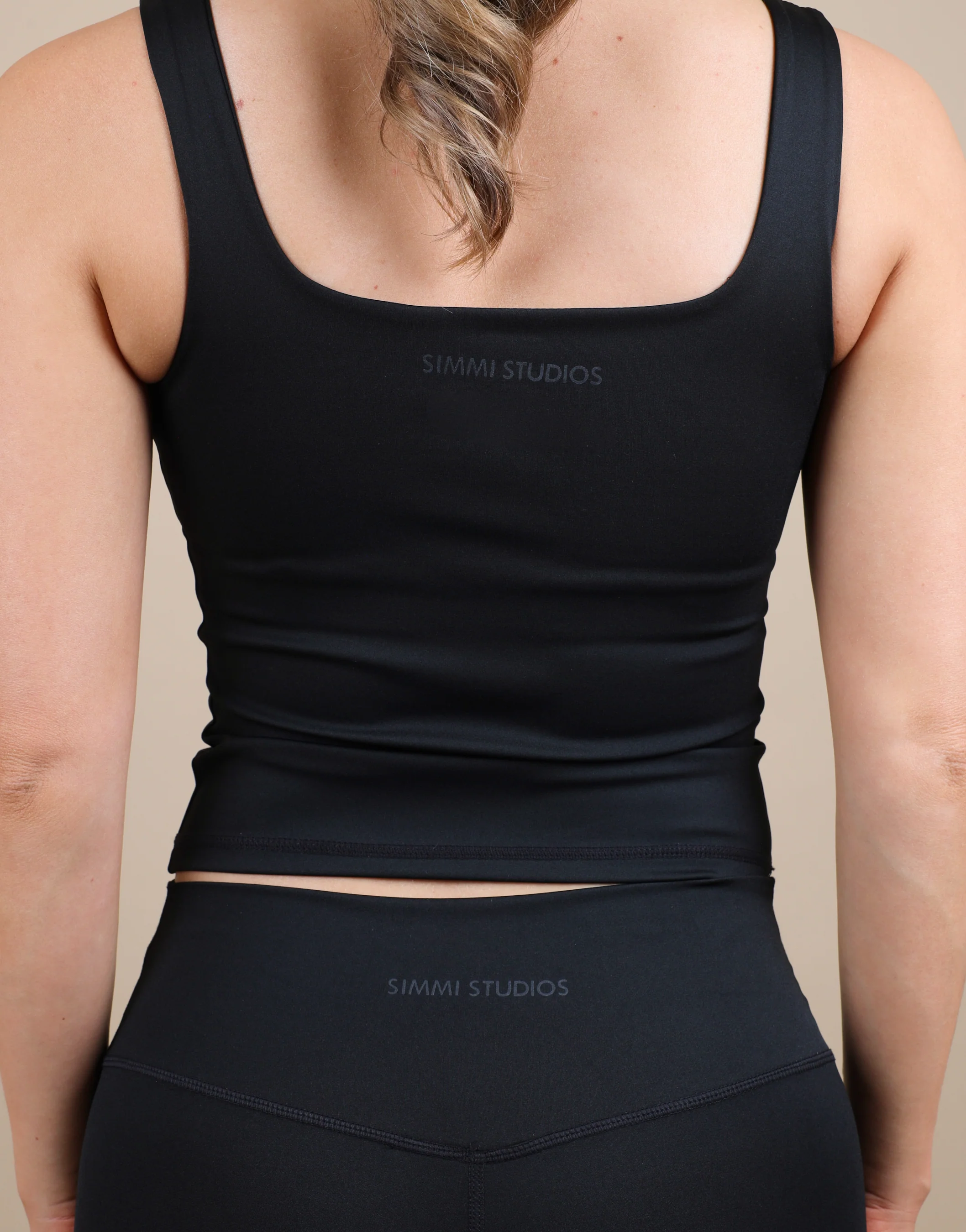 Rhea Square Neck Tank Top In Black - Image 5