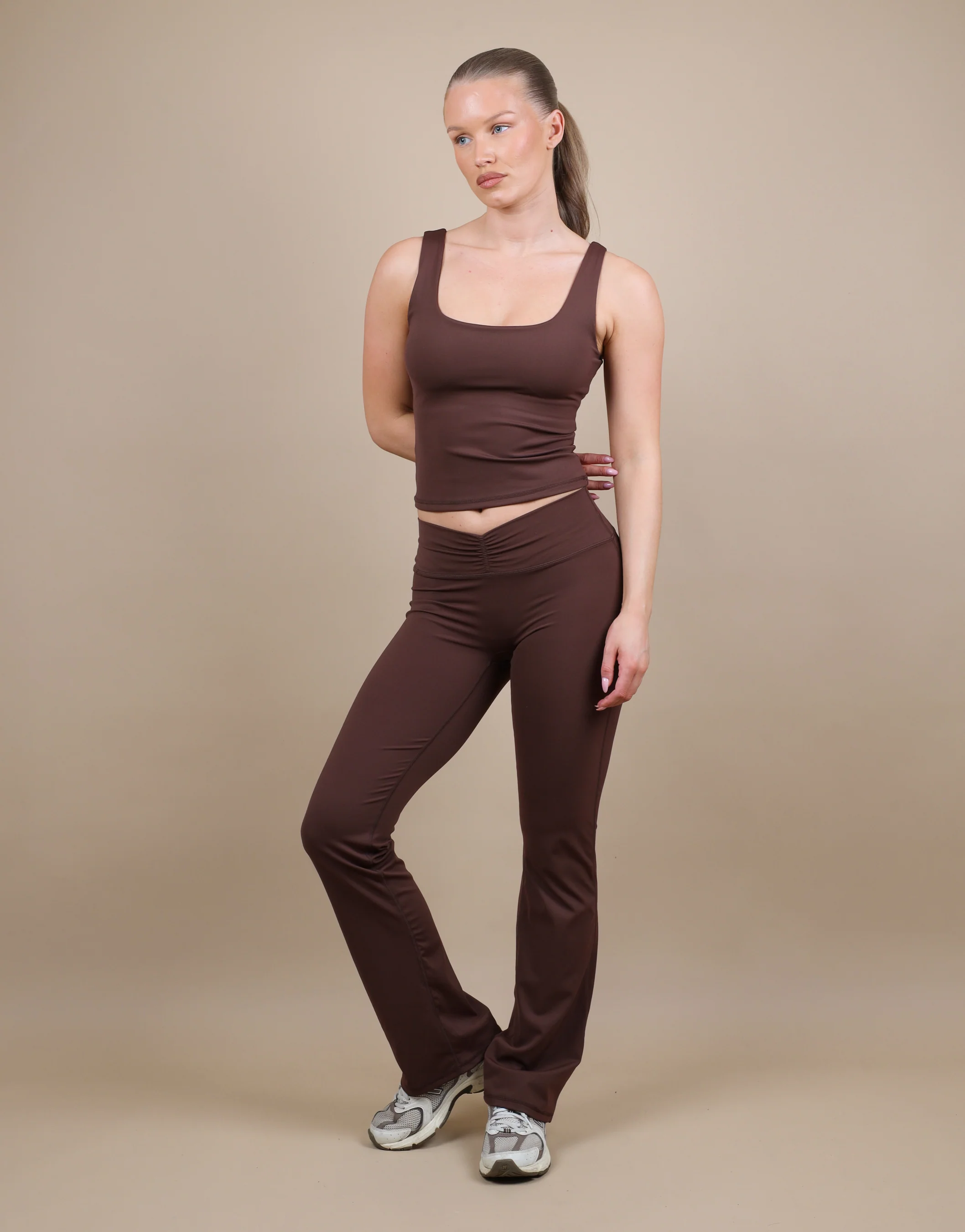 Rhea Square Neck Tank Top In Brown - Image 2