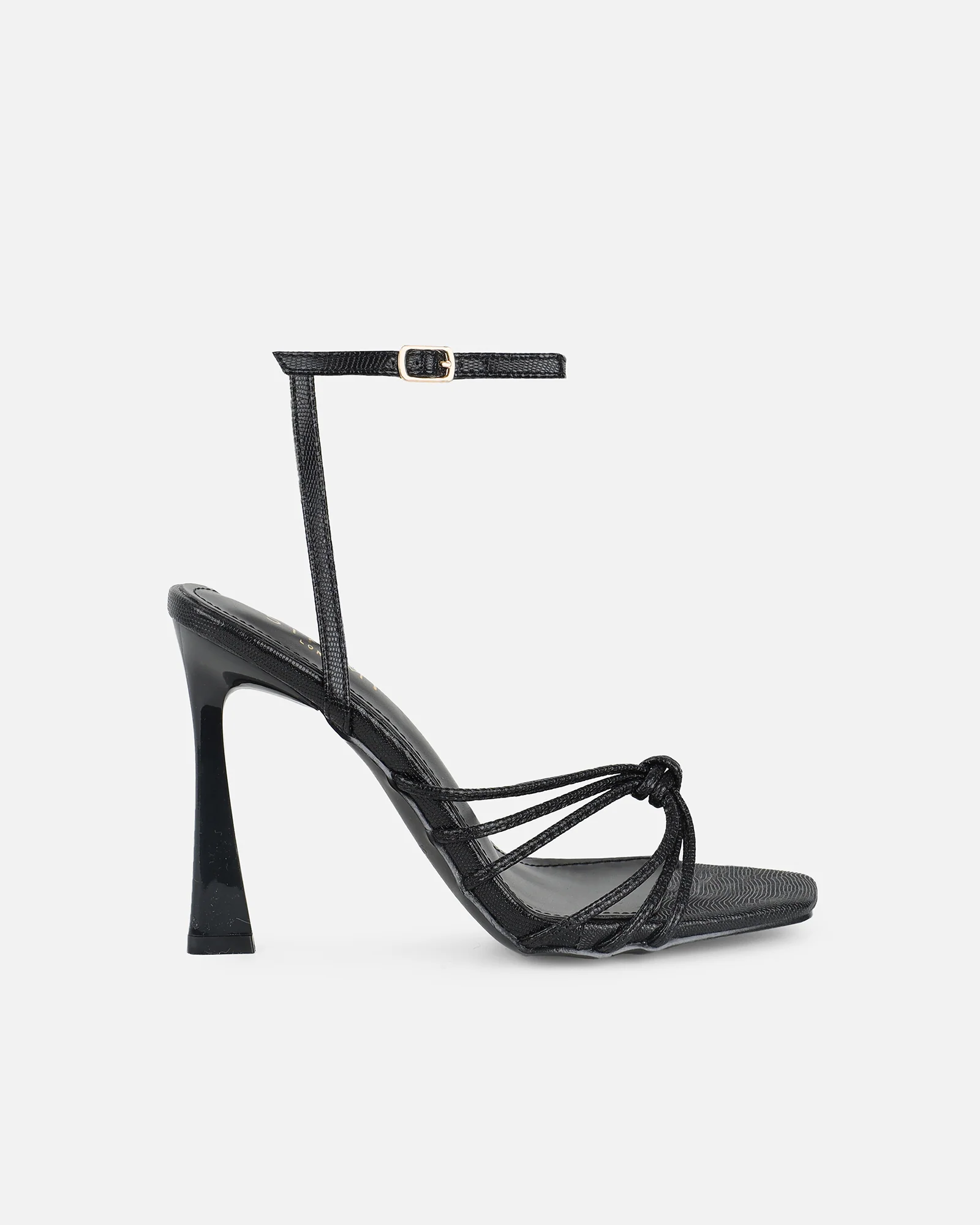 Riarra Black Lizard Strappy Heeled Sandals - Image 2