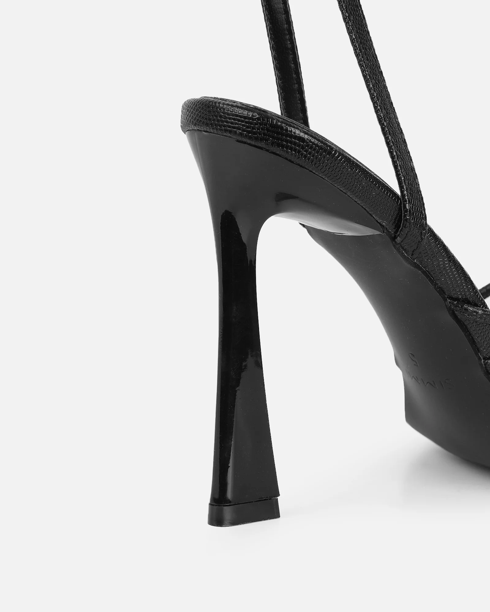 Riarra Black Lizard Strappy Heeled Sandals - Image 3