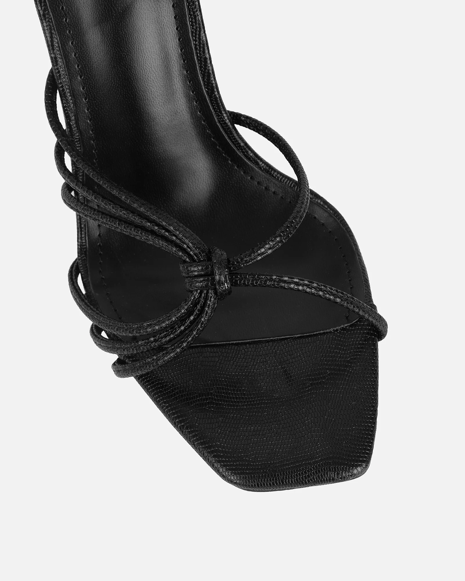 Riarra Black Lizard Strappy Heeled Sandals - Image 4