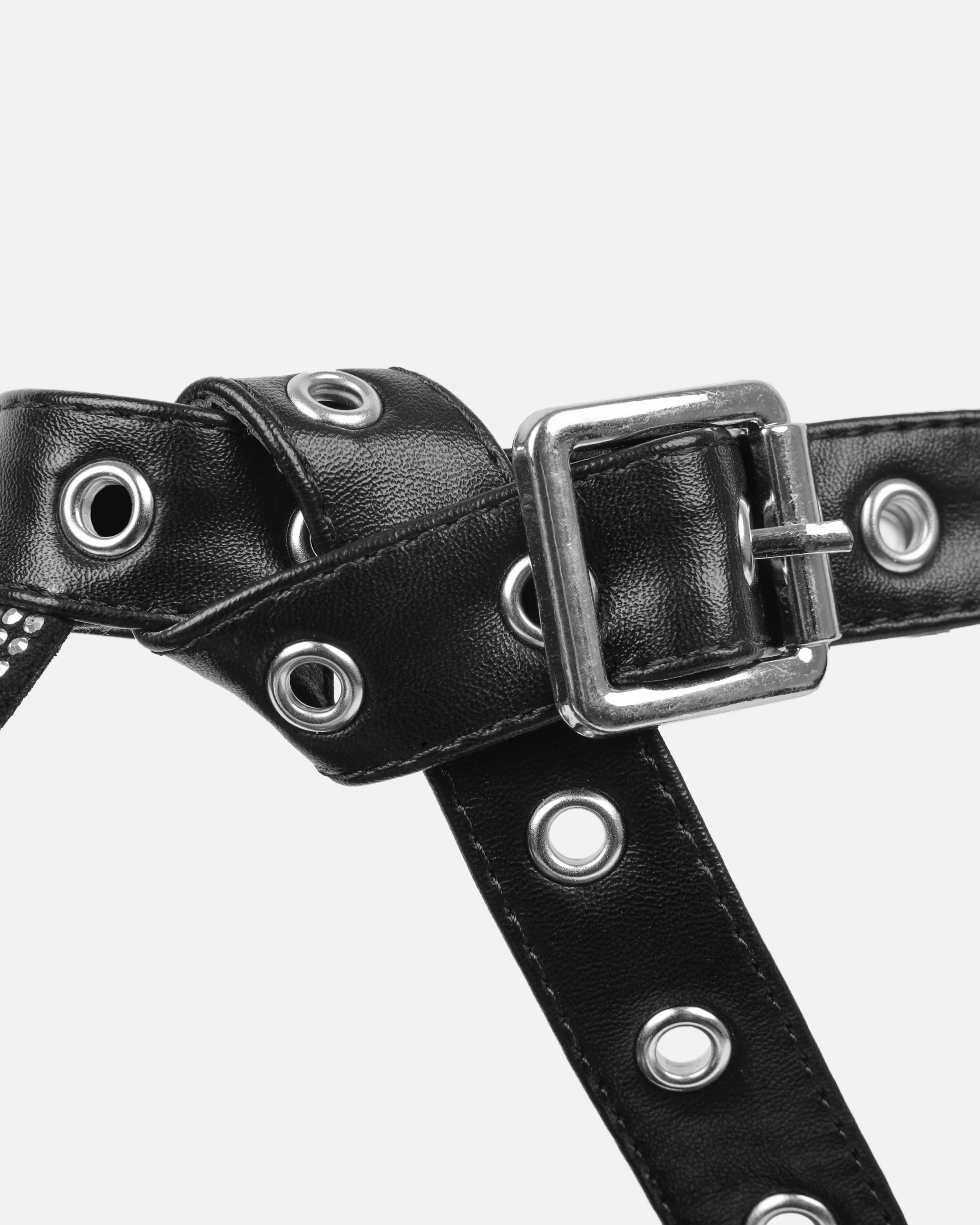 Rivka Black Diamante Buckle Detail Heeled Sandals - Image 3