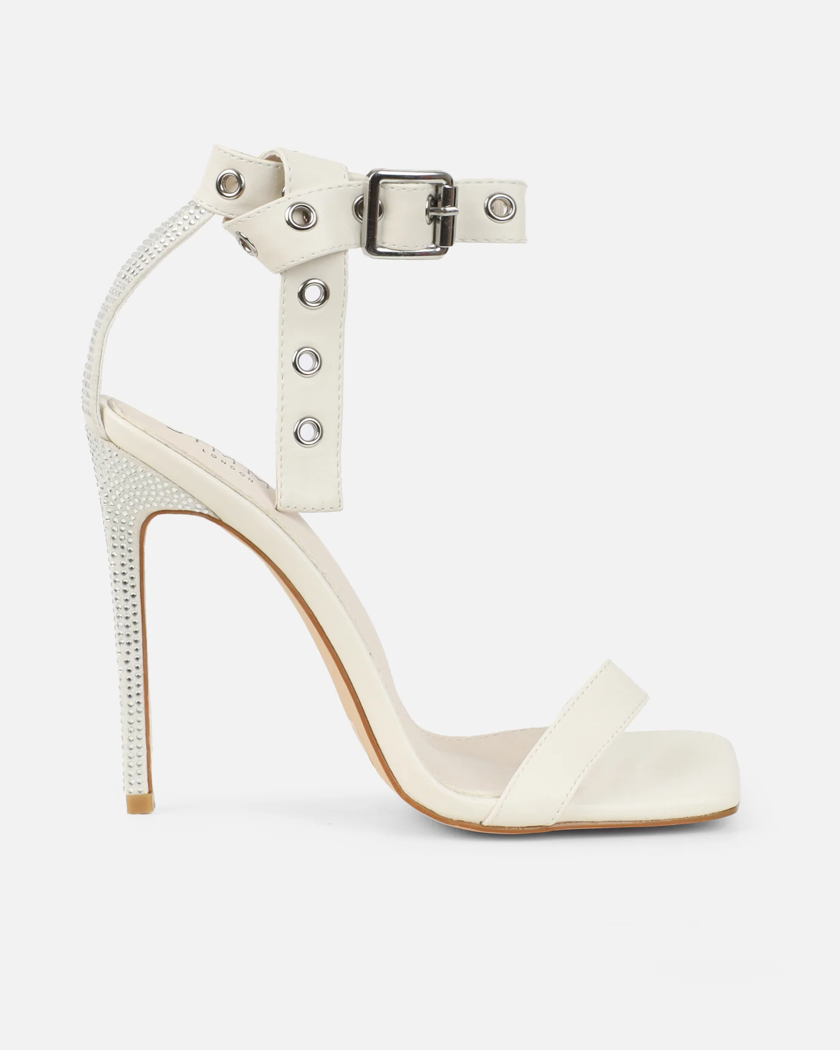 Rivka Stone Diamante Buckle Detail Heeled Sandals - Image 2