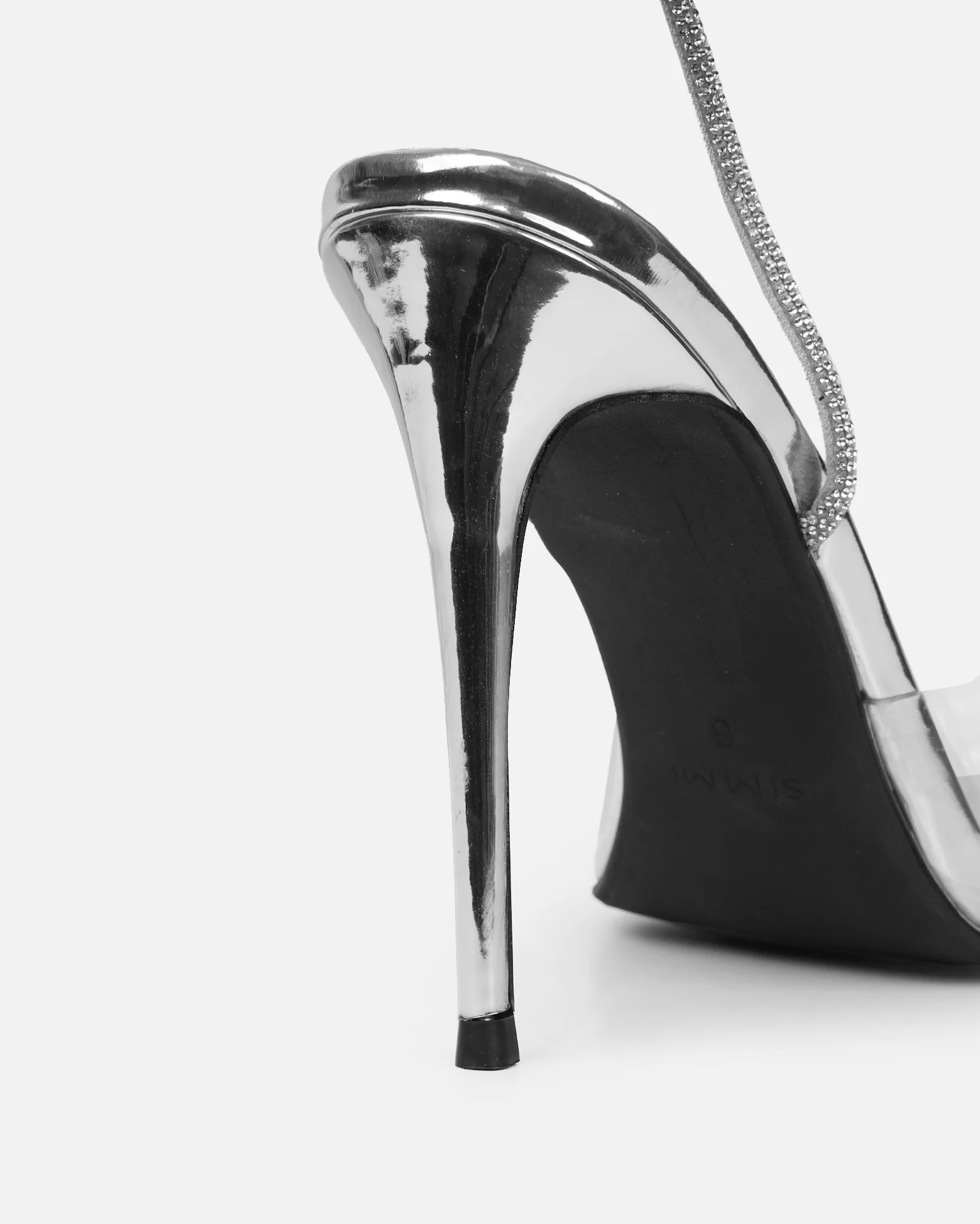 Robyn Clear Silver Mirror Diamante Court Shoes - Image 3