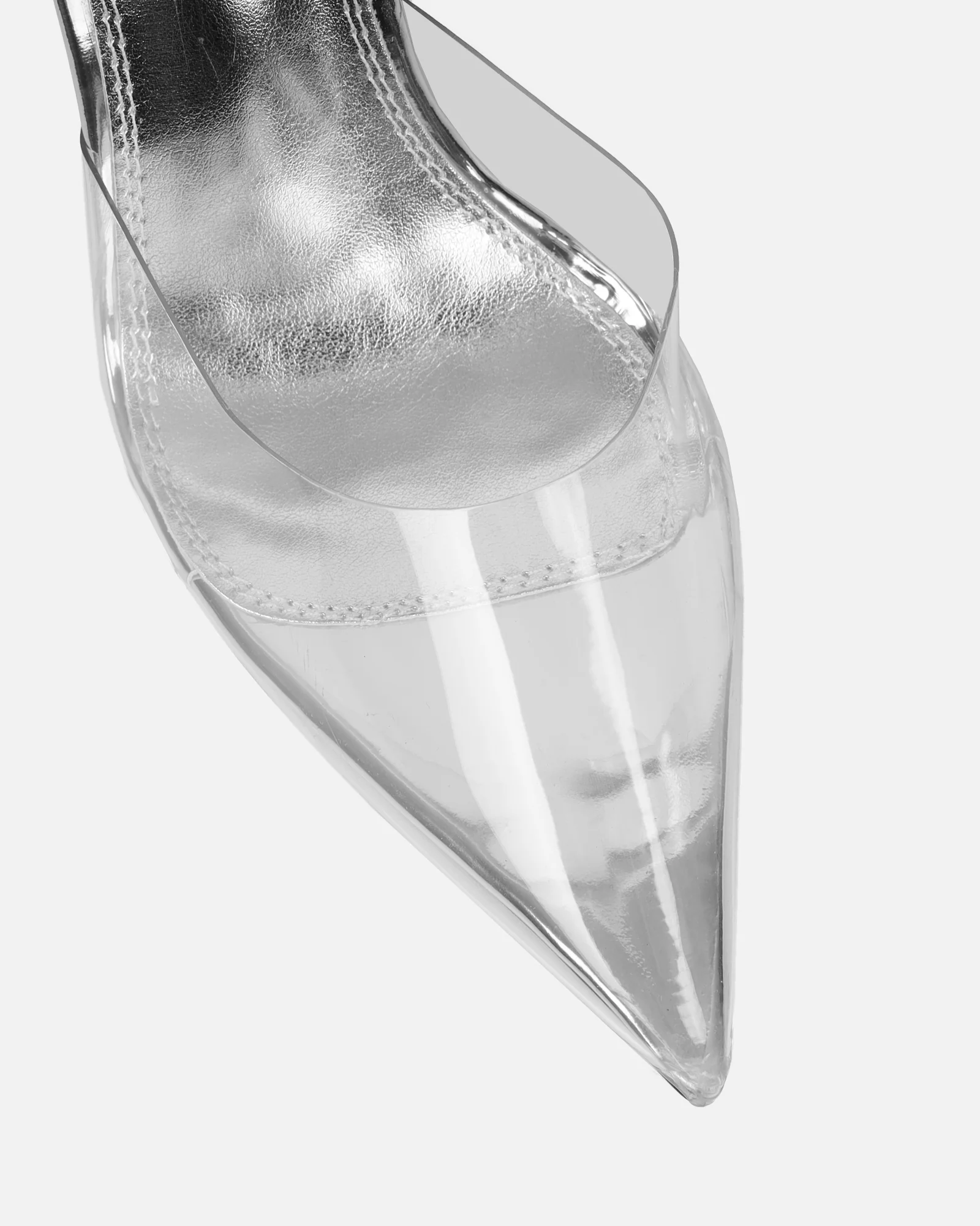 Robyn Clear Silver Mirror Diamante Court Shoes - Image 4