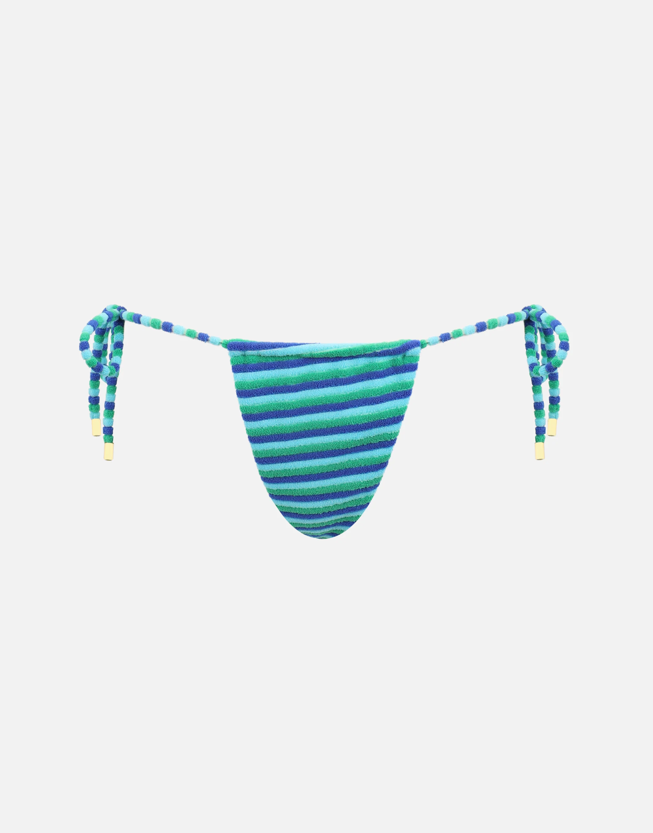 Roe Towelling Stripe Tie Side Bikini Bottoms in blue - Image 6