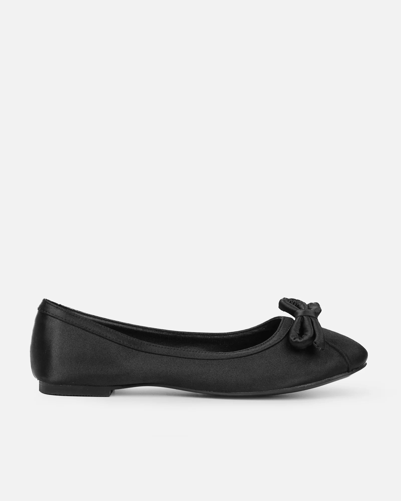 Romanne Black Satin Ballet Flats - Image 2
