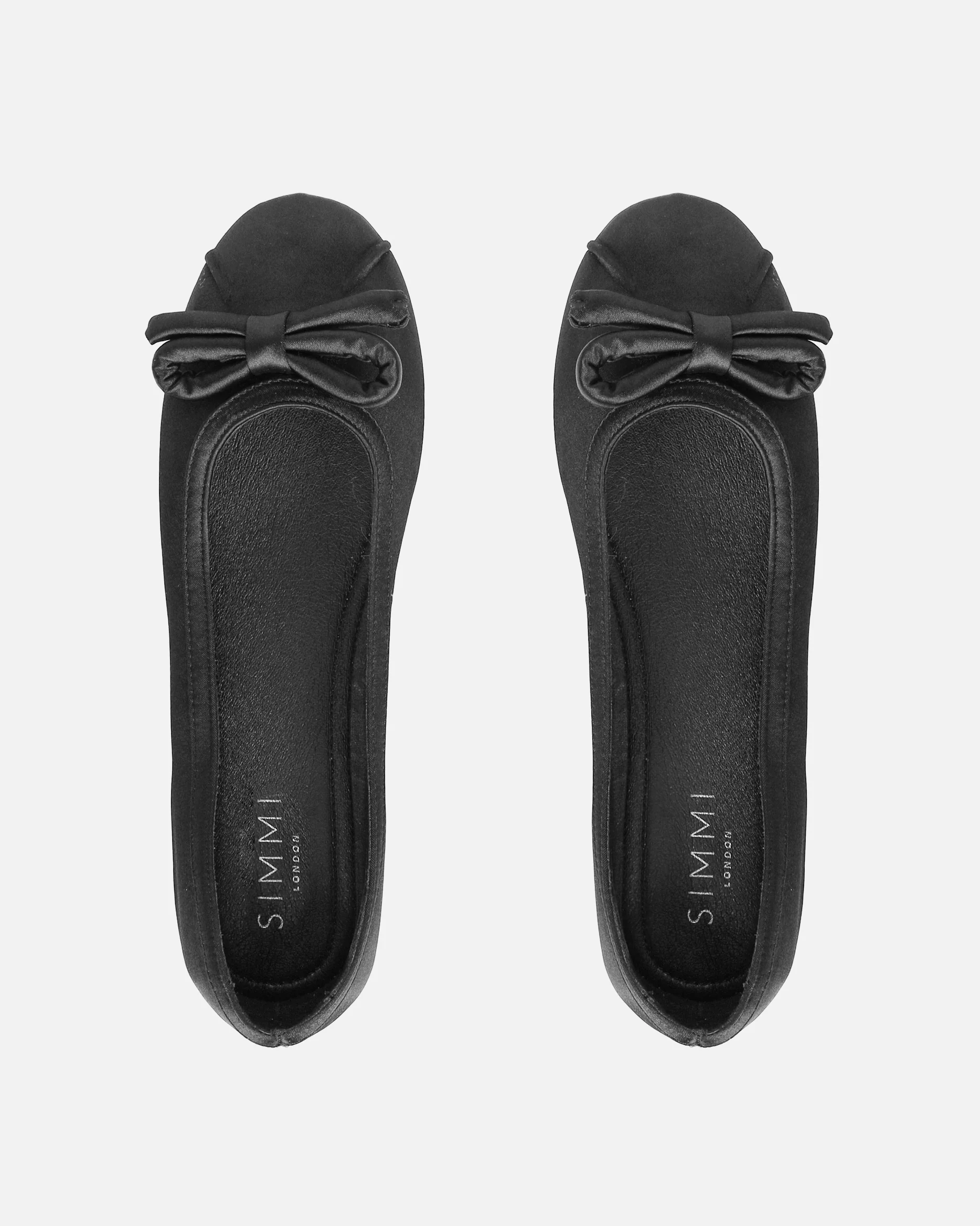 Romanne Black Satin Ballet Flats - Image 3