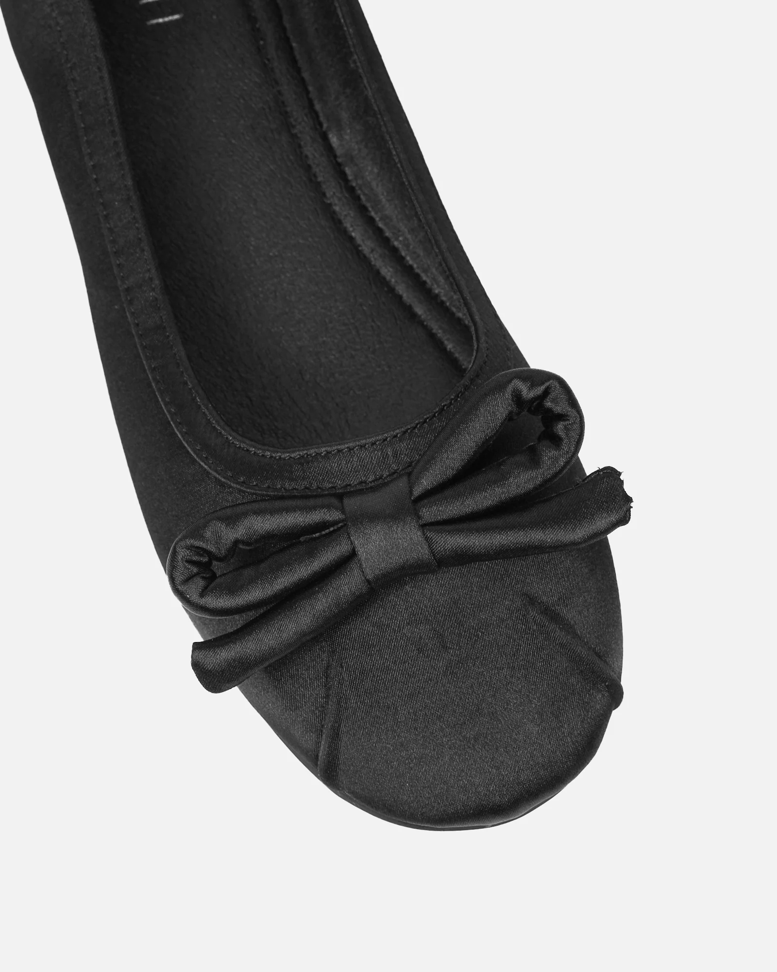 Romanne Black Satin Ballet Flats - Image 4