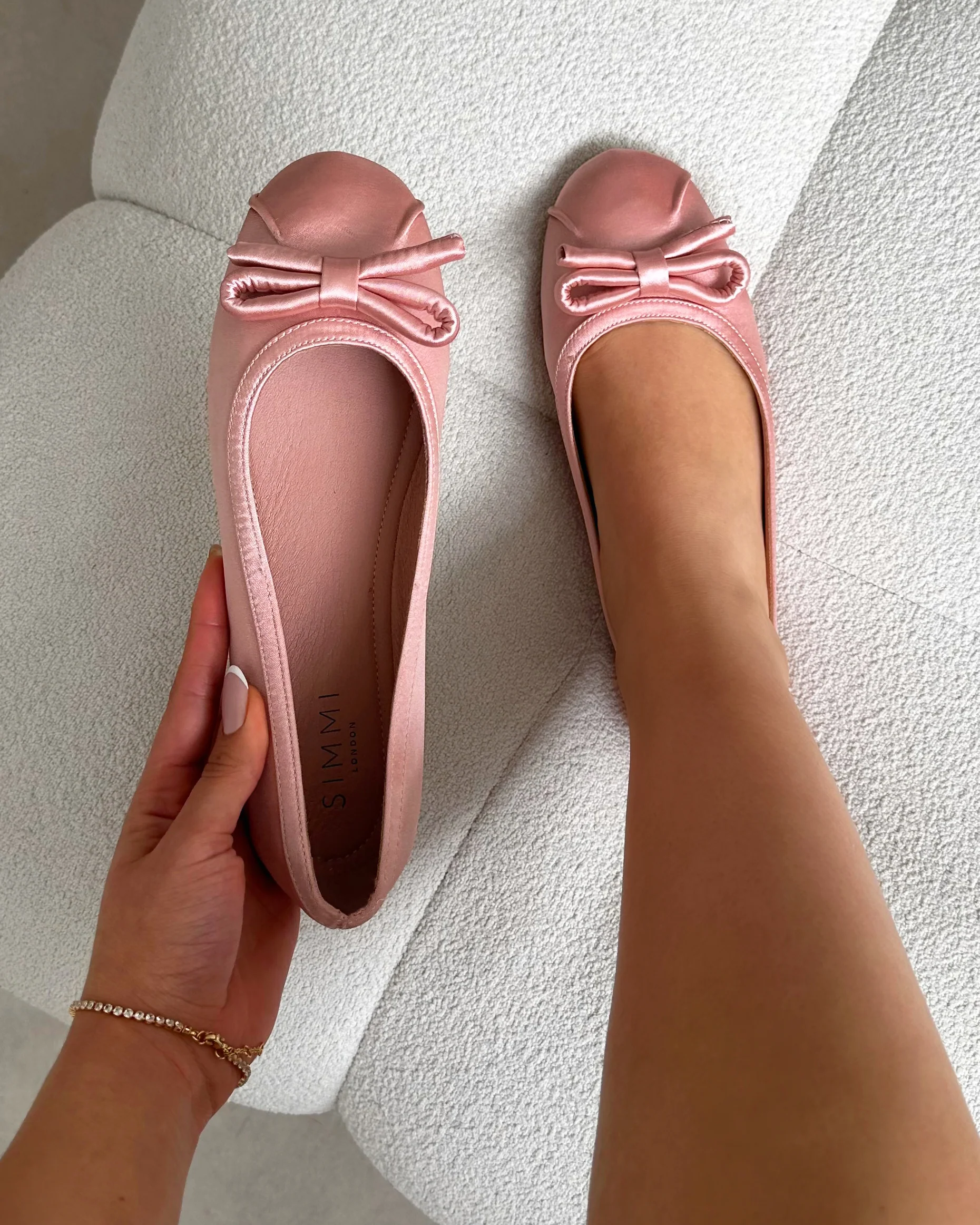 Romanne Nude Satin Ballet Flats