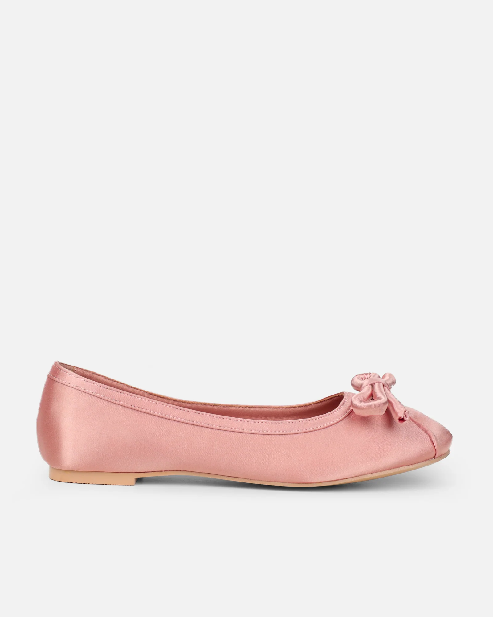 Romanne Nude Satin Ballet Flats - Image 2