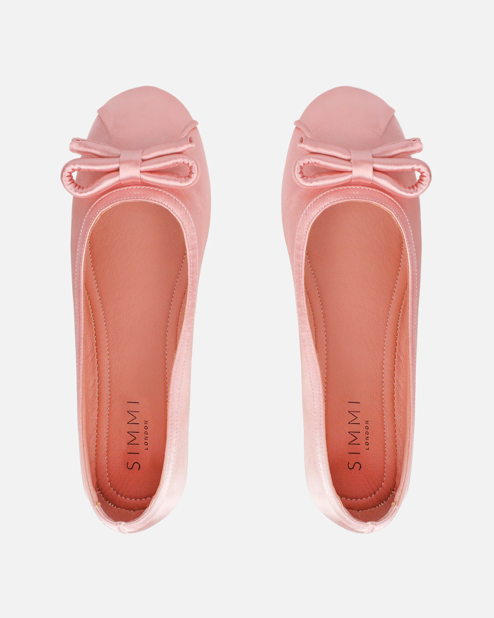 Romanne Nude Satin Ballet Flats - Image 3