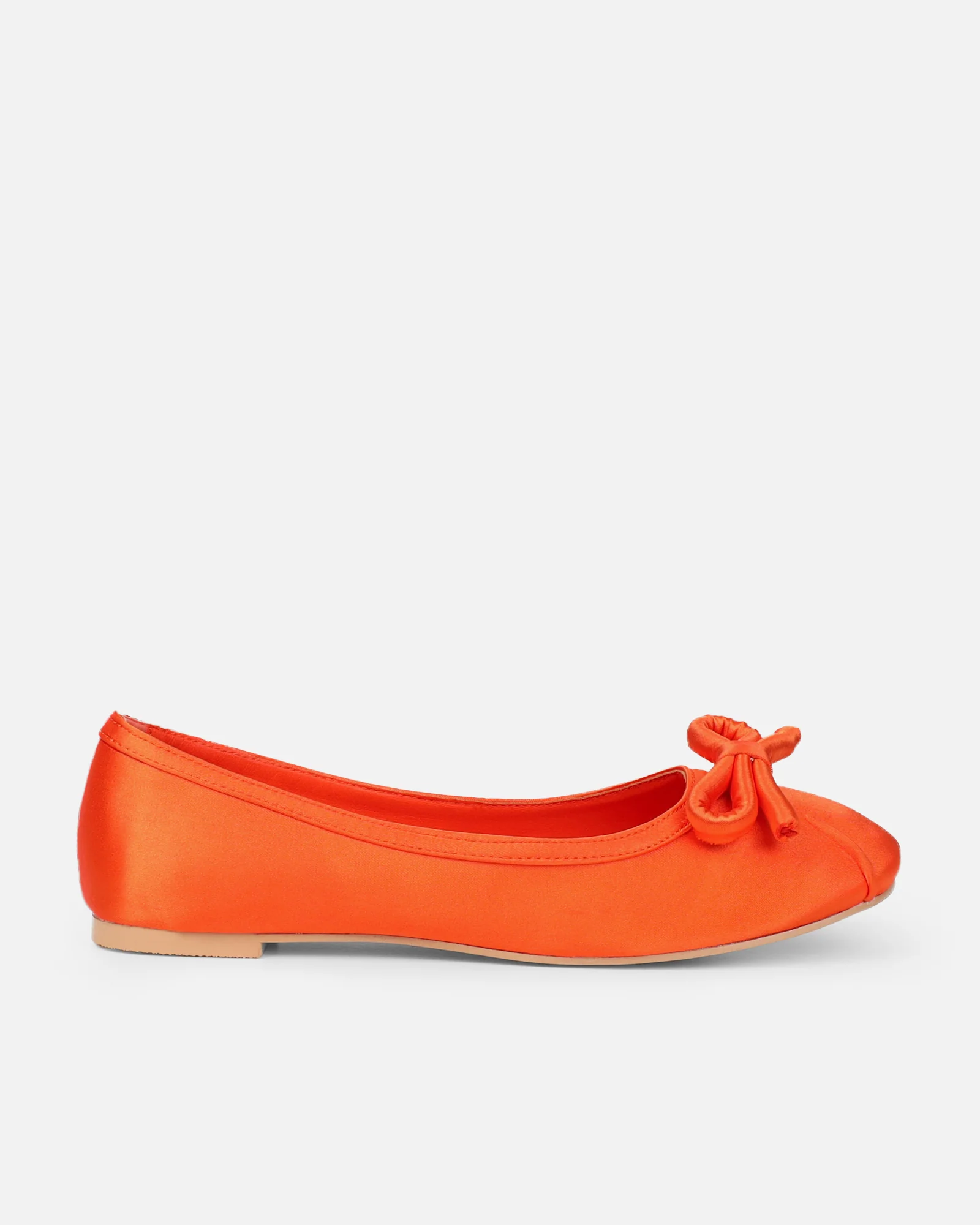 Romanne Orange Satin Ballet Flats - Image 2