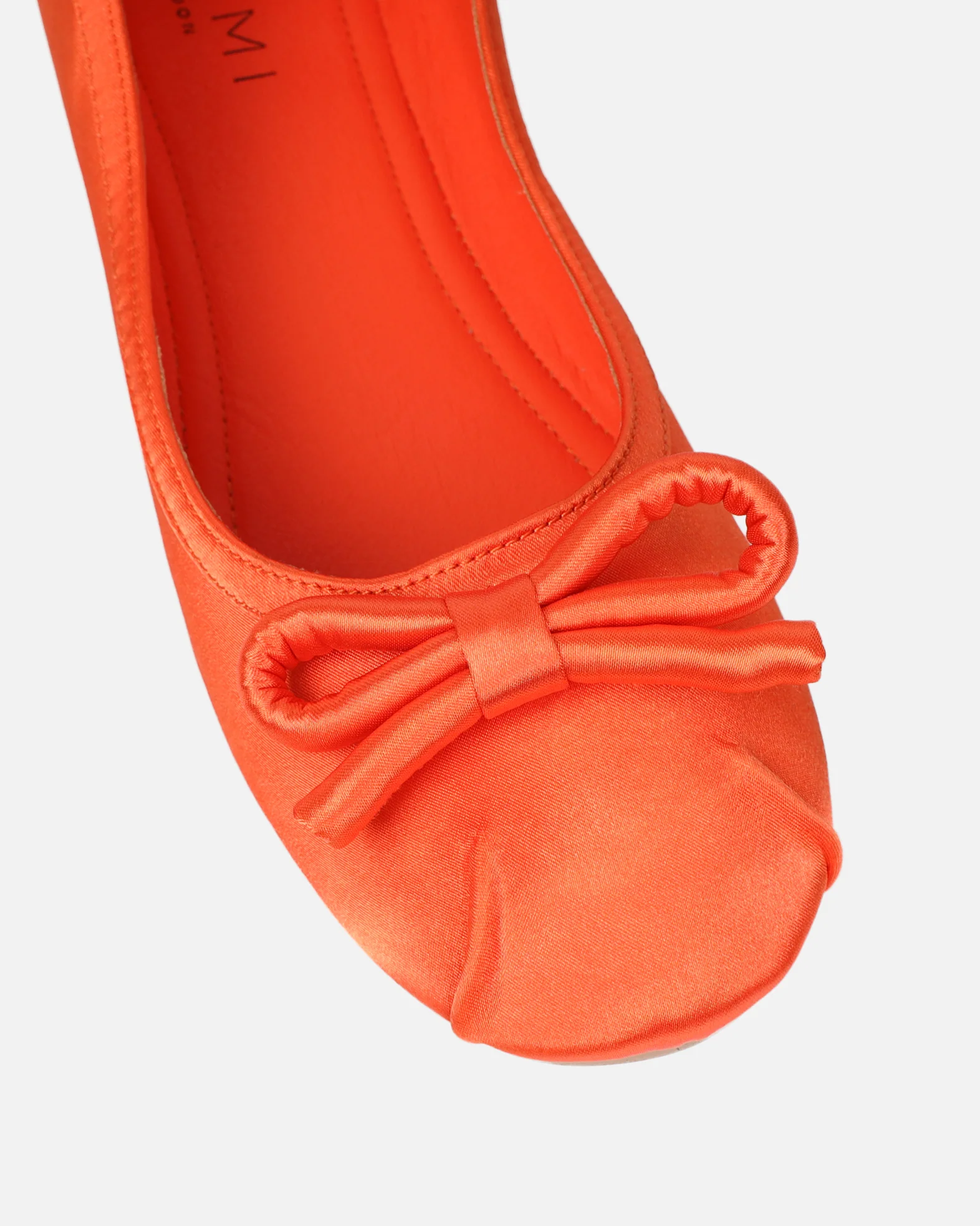 Romanne Orange Satin Ballet Flats - Image 4