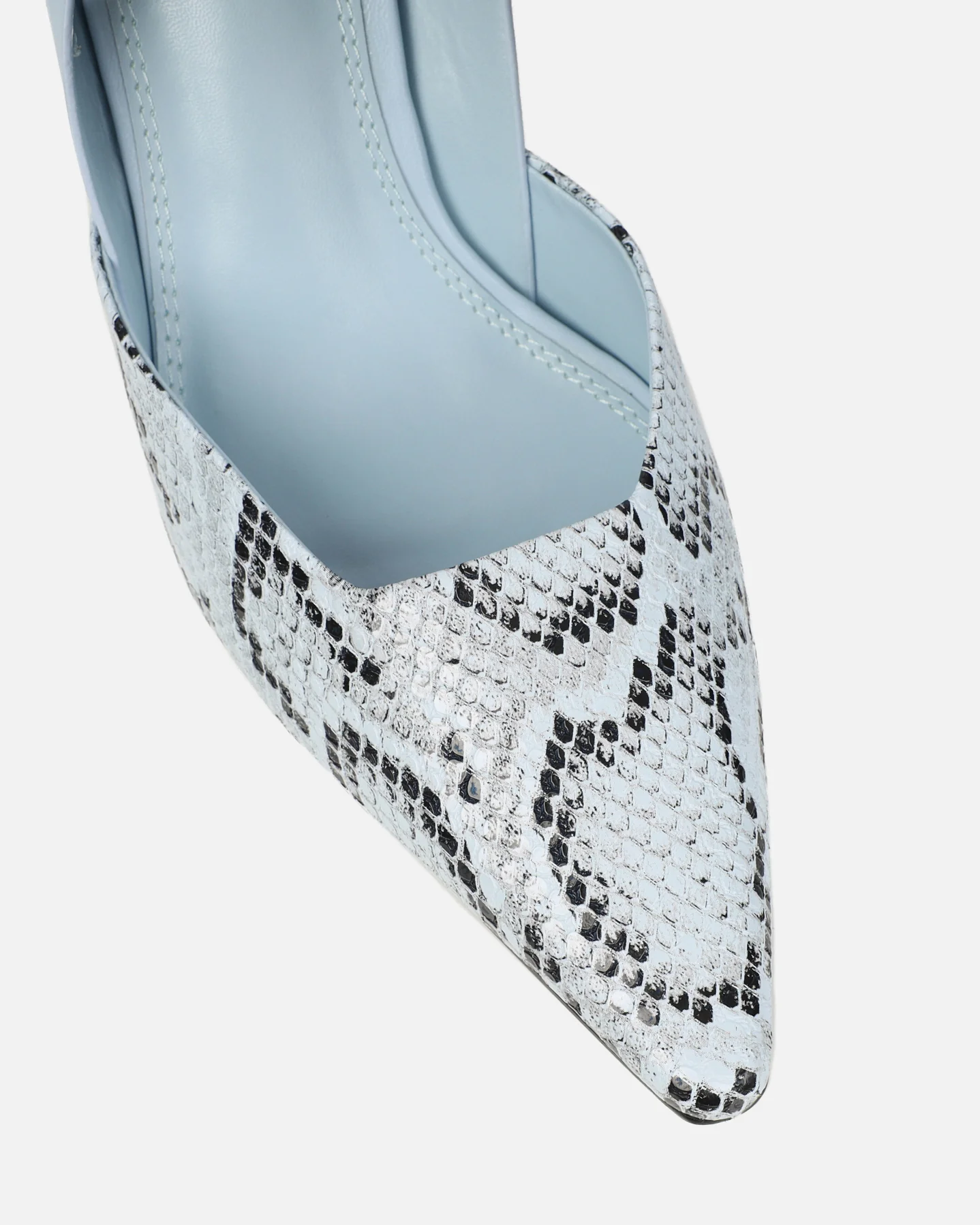 Romilly Blue Snake Effect Sling Back Court Shoes - Image 4