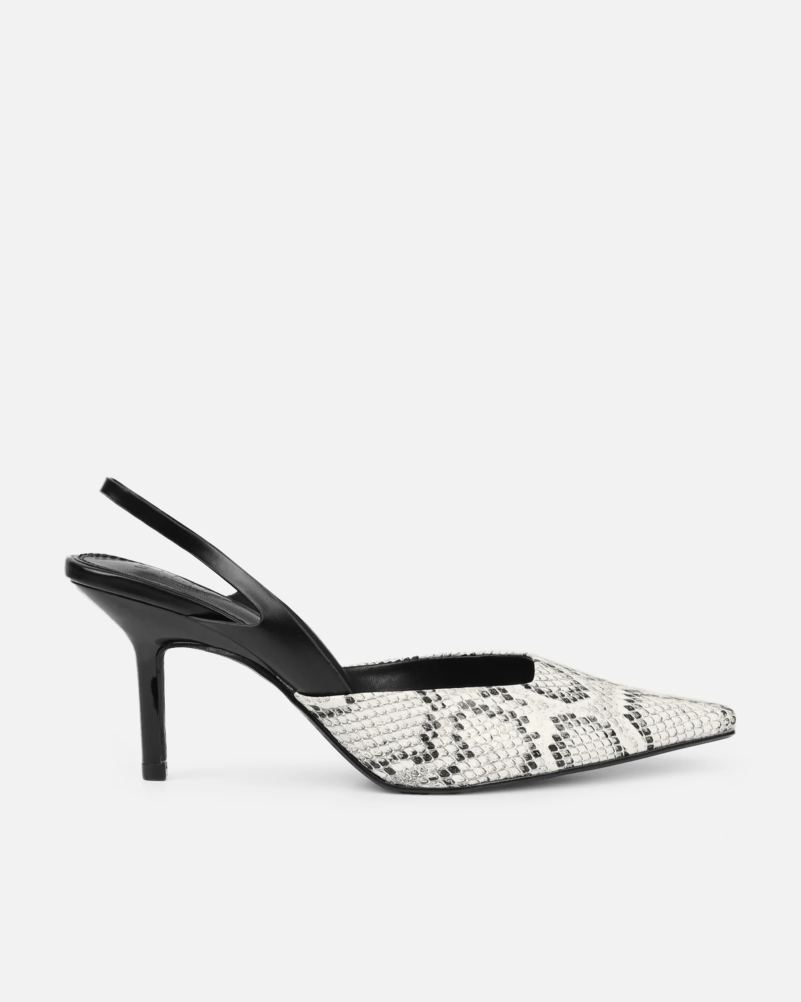 Romilly Stone Snake Effect Sling Back Court Shoes - Image 2