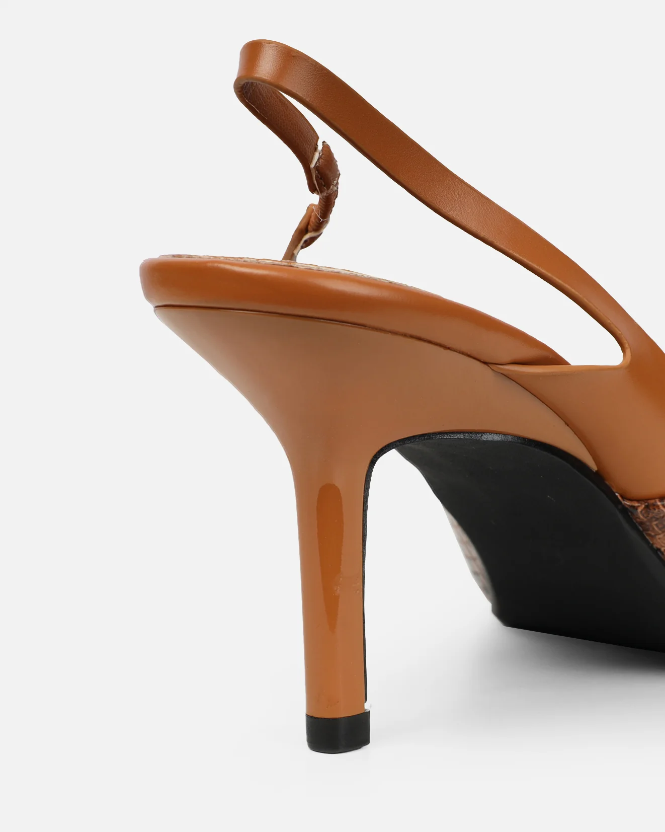 Romilly Tan Snake Effect Sling Back Court Shoes - Image 3