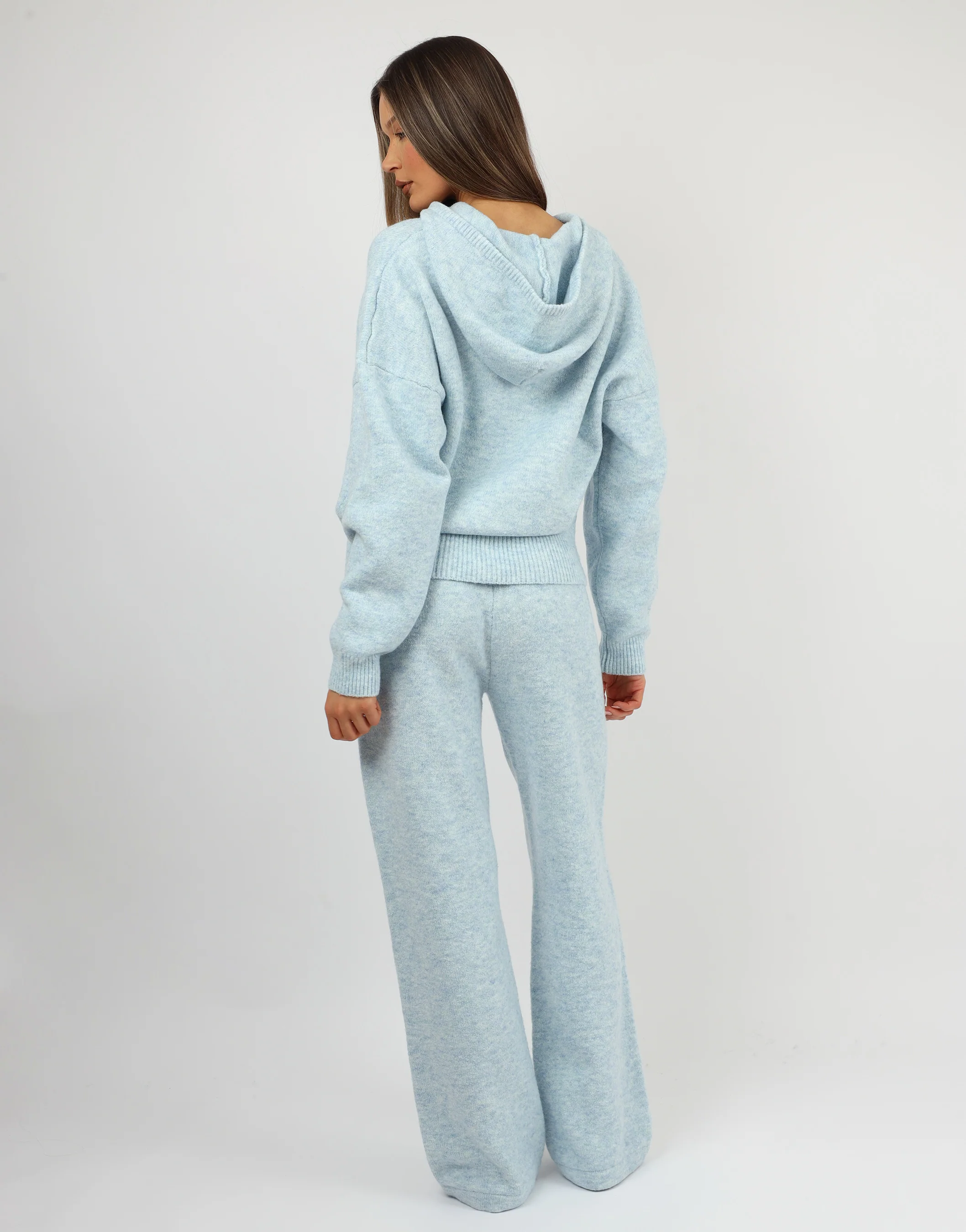 Romy Simmi Studios Chunky Knit Hoodie In Blue - Image 4