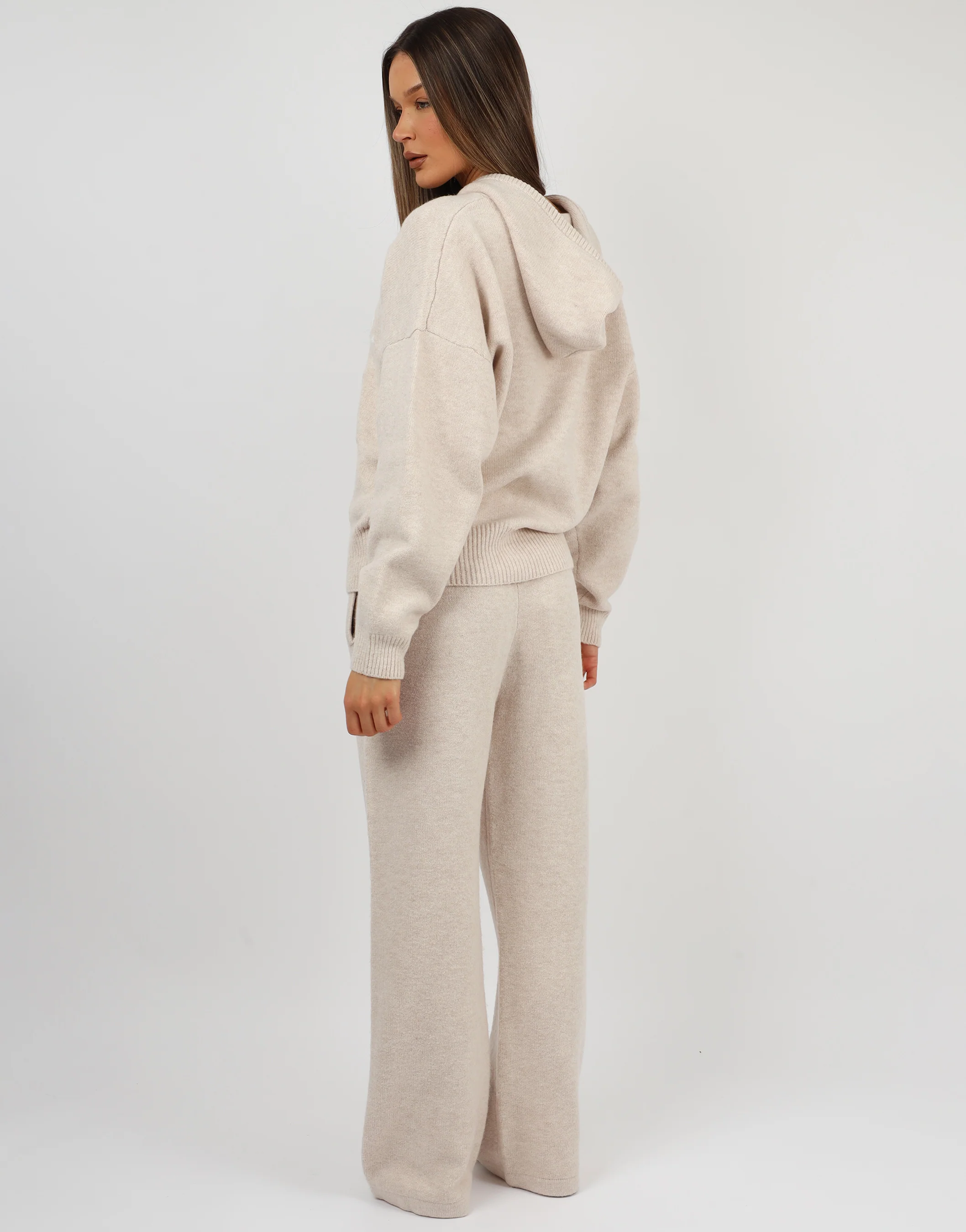 Romy Simmi Studios Chunky Knit Hoodie In Cream - Image 4