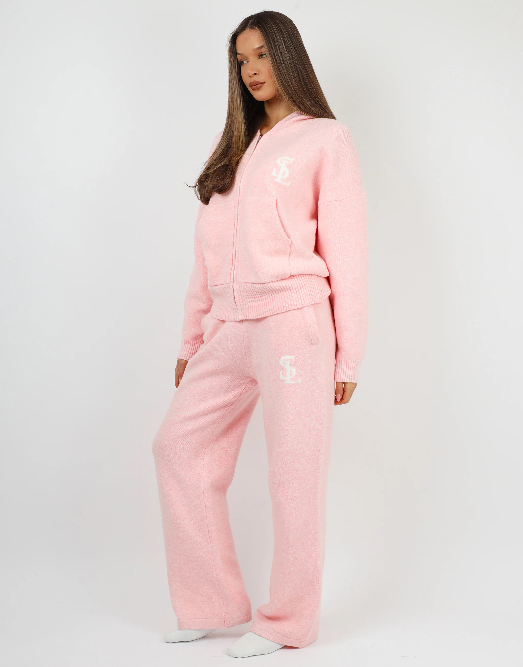 Romy Simmi Studios Chunky Knit Hoodie In Pink - Image 3