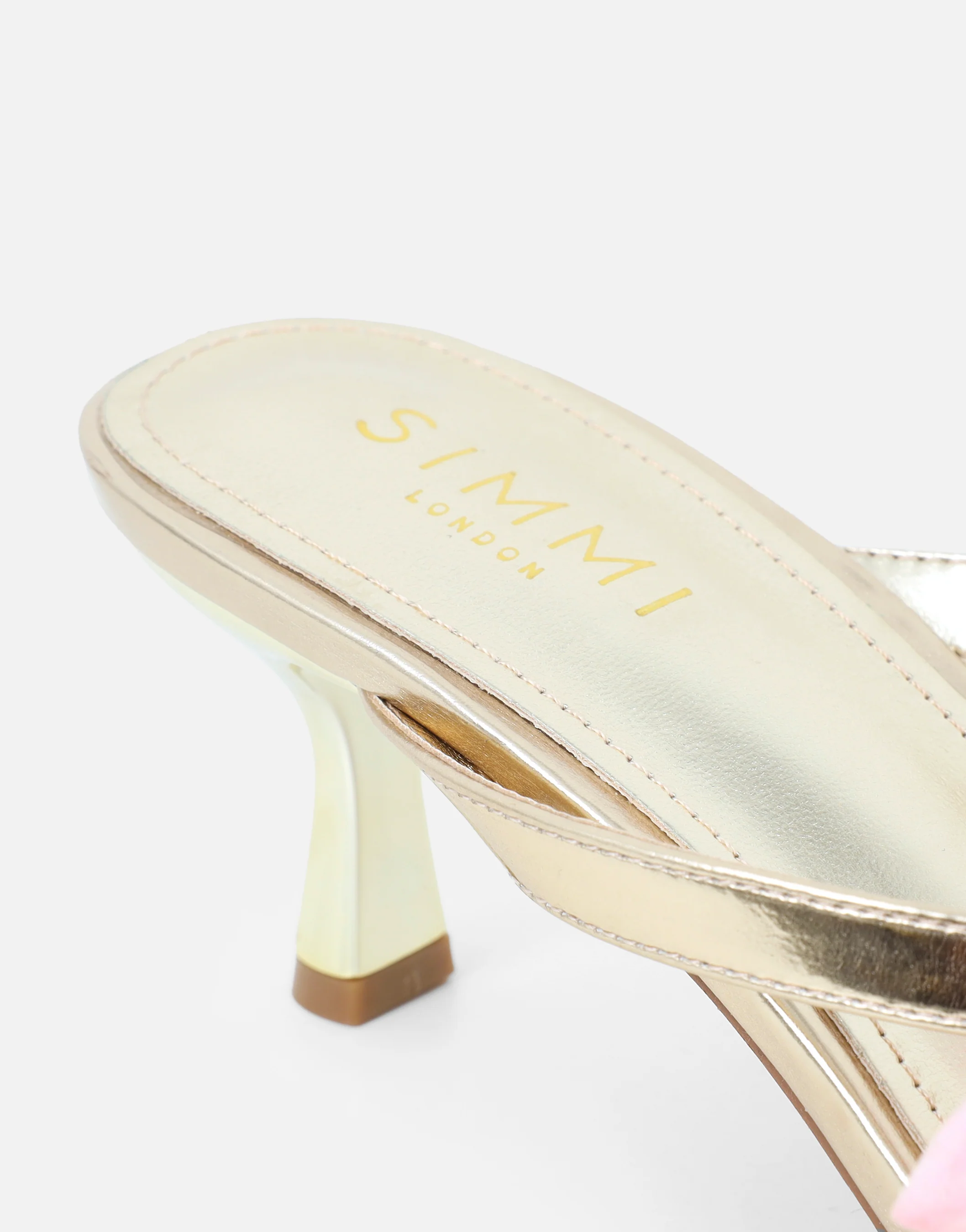 Ruby Gold Metallic Flower Detail Mules - Image 3