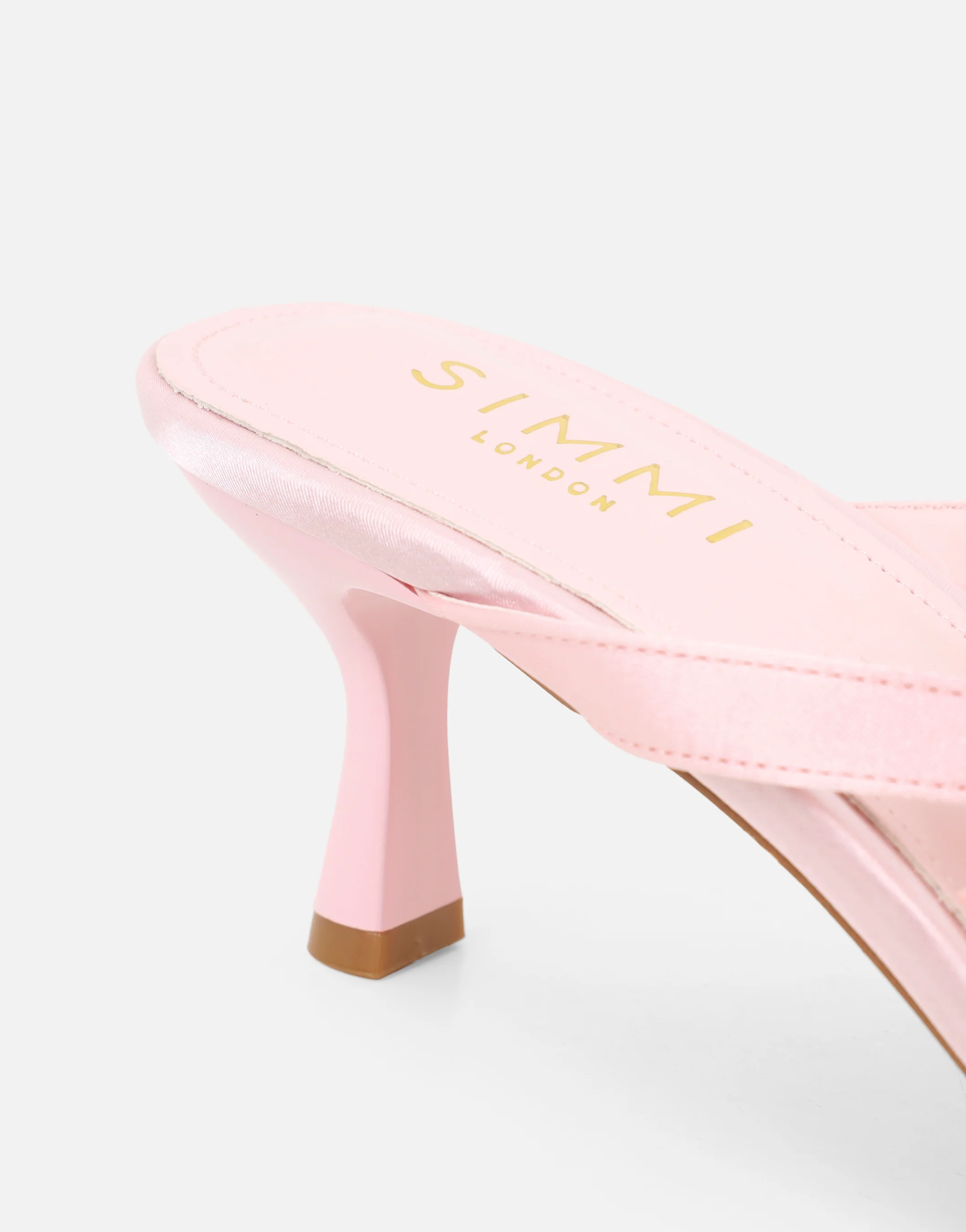 Ruby Pink Satin Flower Detail Mules - Image 3