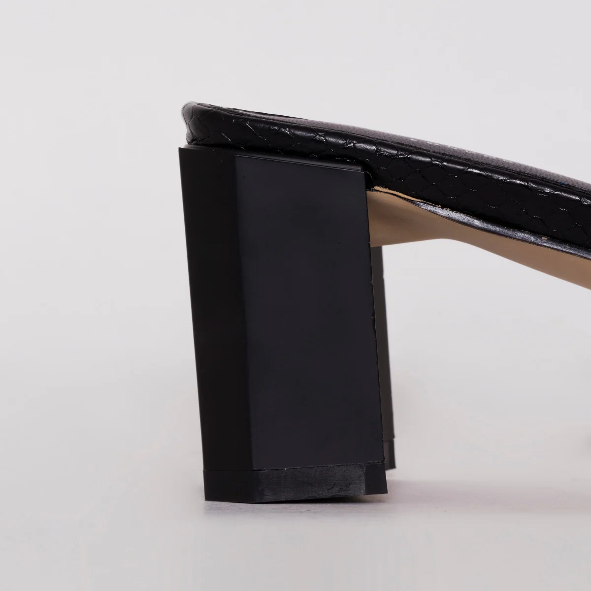 Ruhani Wide Fit Black Snake Print Block Mid Heel Mules - Image 3