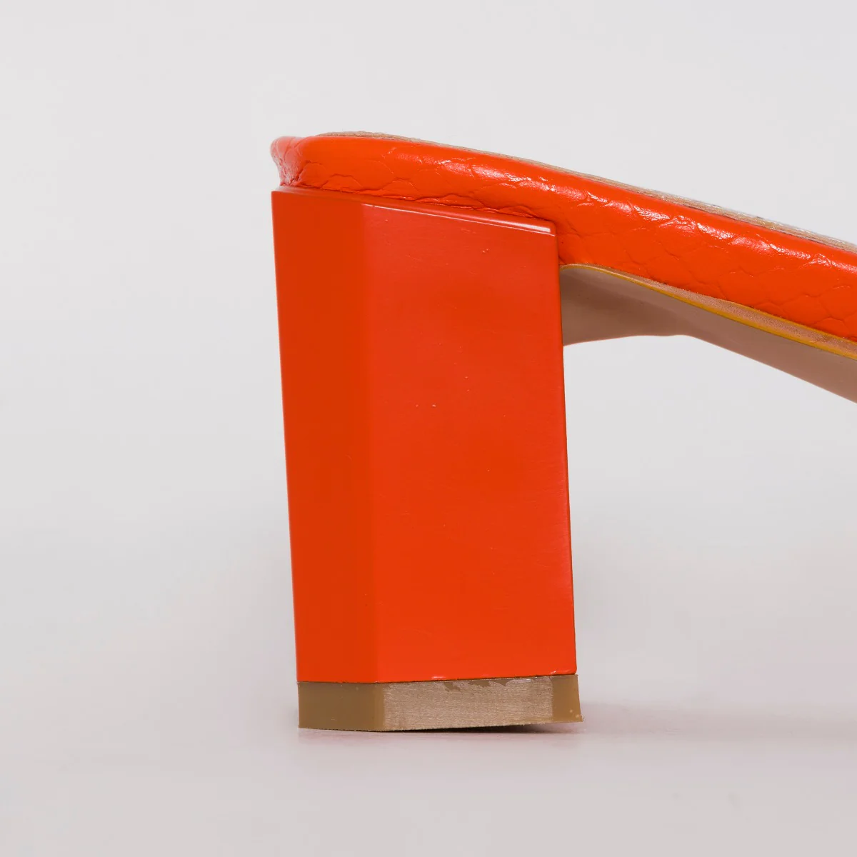Ruhani Wide Fit Orange Snake Print Block Mid Heel Mules - Image 3