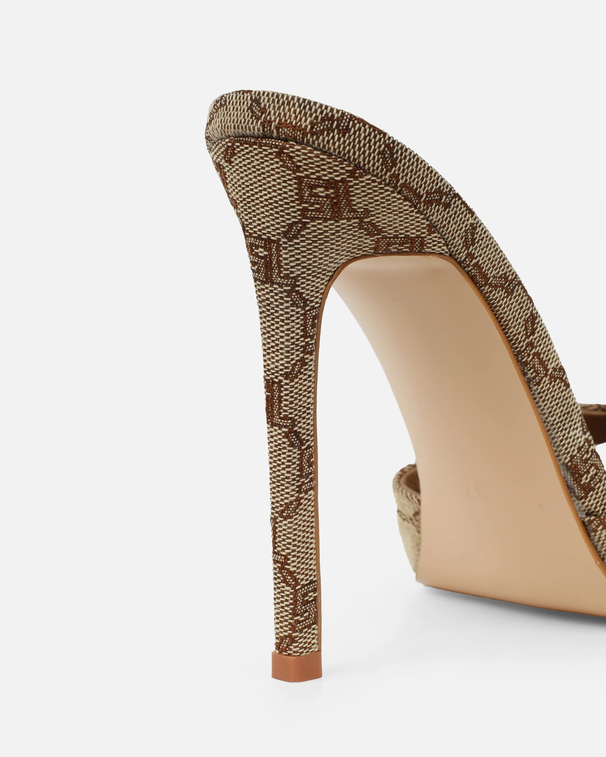 Savanna Brown Monogram Heeled Mules - Image 3