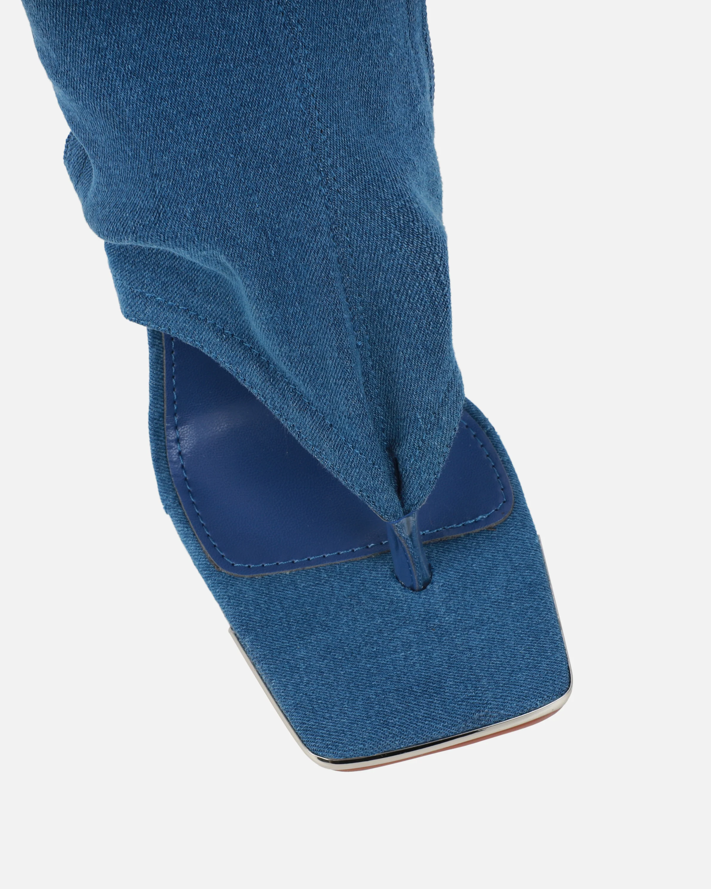 Senya Blue Denim Toe Thong Heeled Boots - Image 4