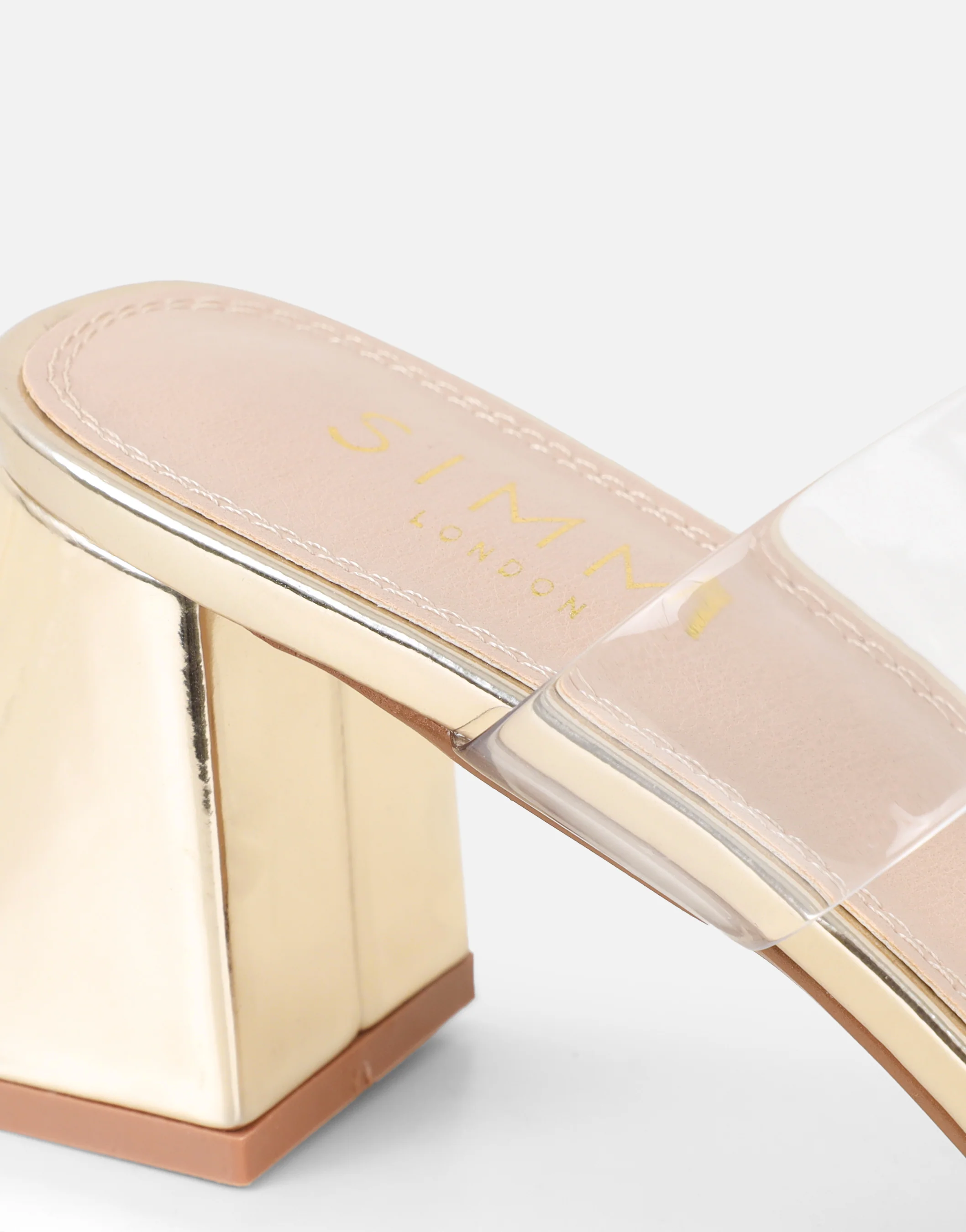 Seraphina Gold Mirror Clear Diamante Mules - Image 3