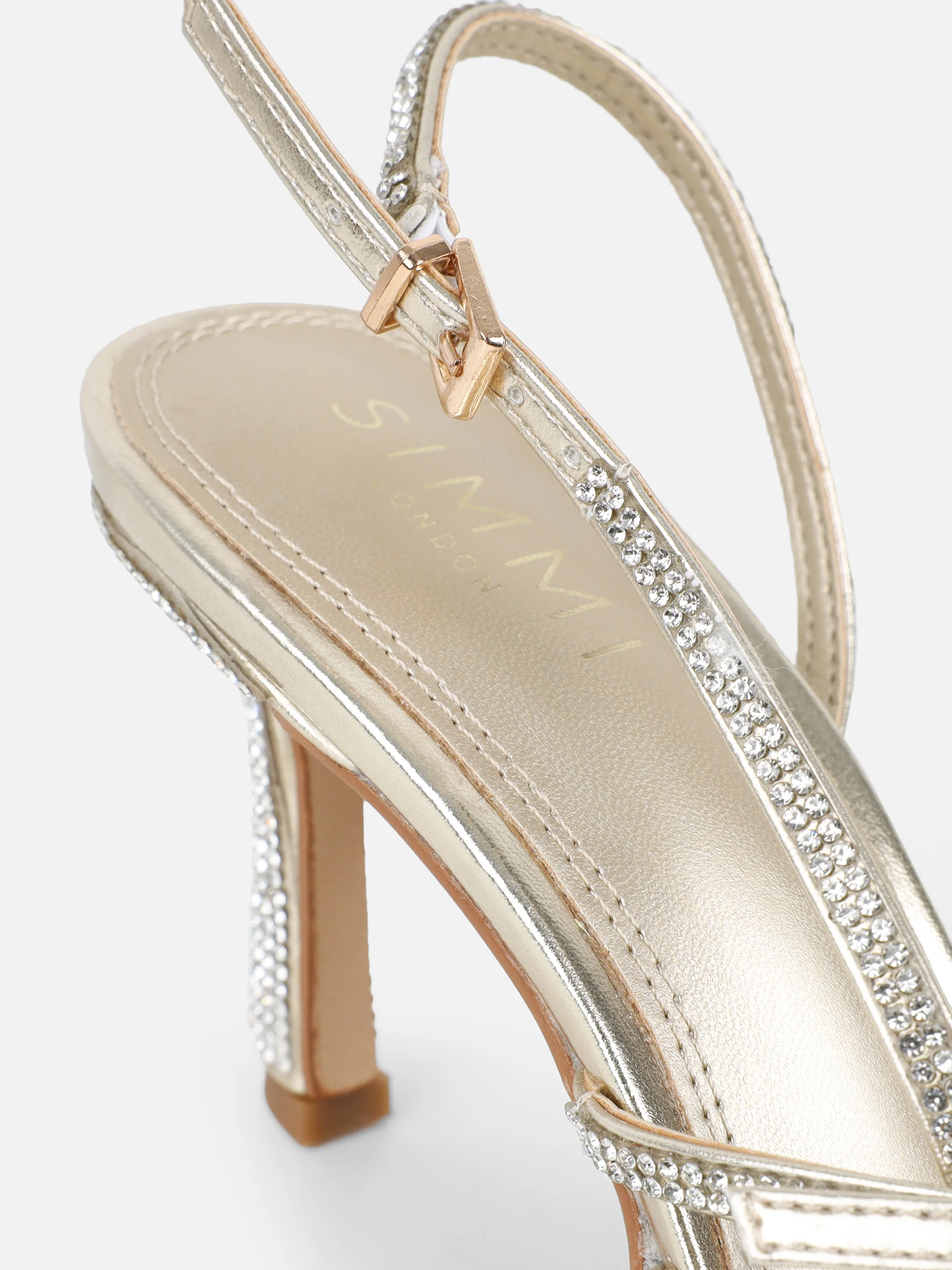 Serenitie Gold Diamante Buckle Detail Slingback Court Shoes - Image 3