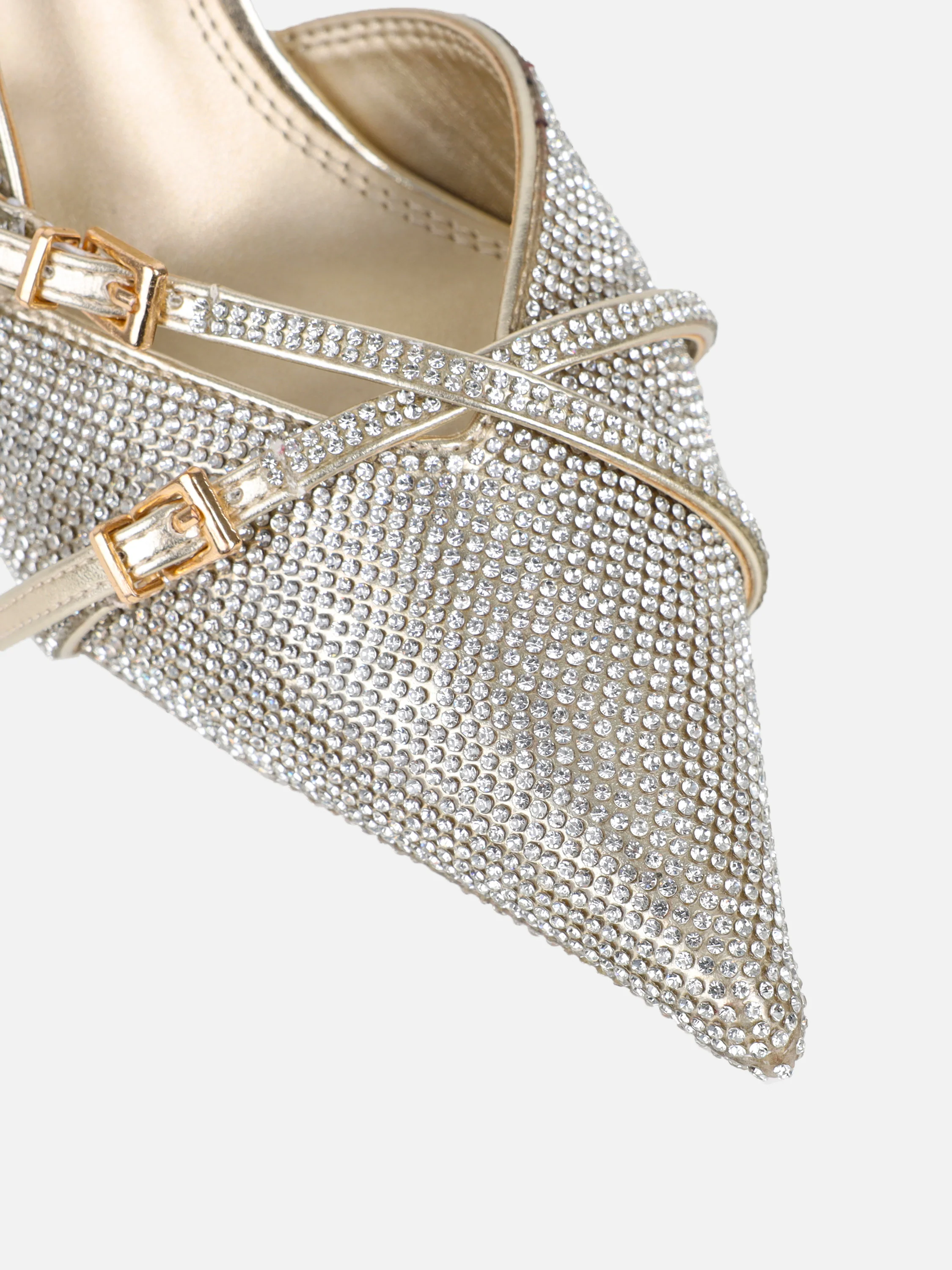 Serenitie Gold Diamante Buckle Detail Slingback Court Shoes - Image 4