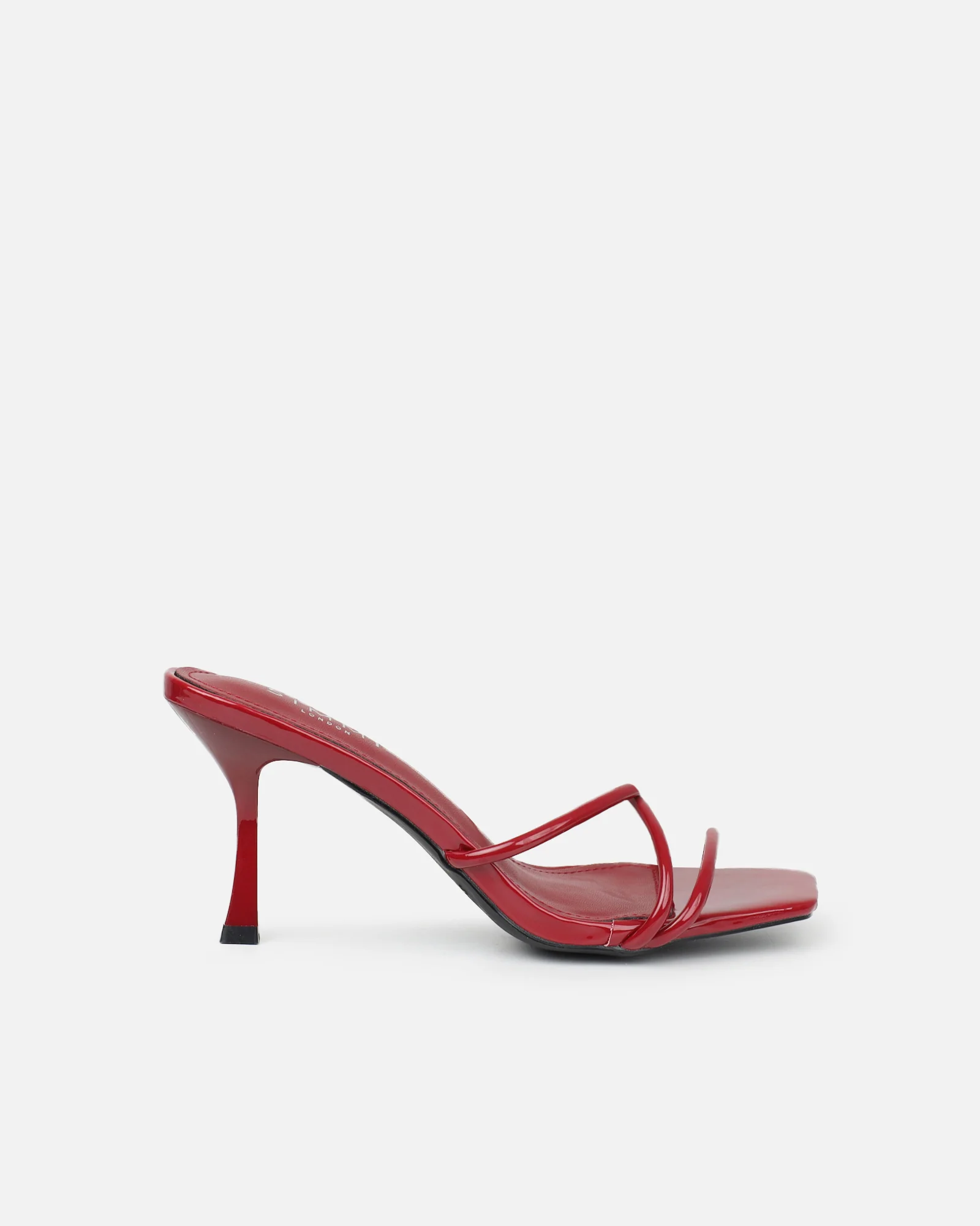 Shadee Dark Red Patent Mid Heeled Sandals - Image 2