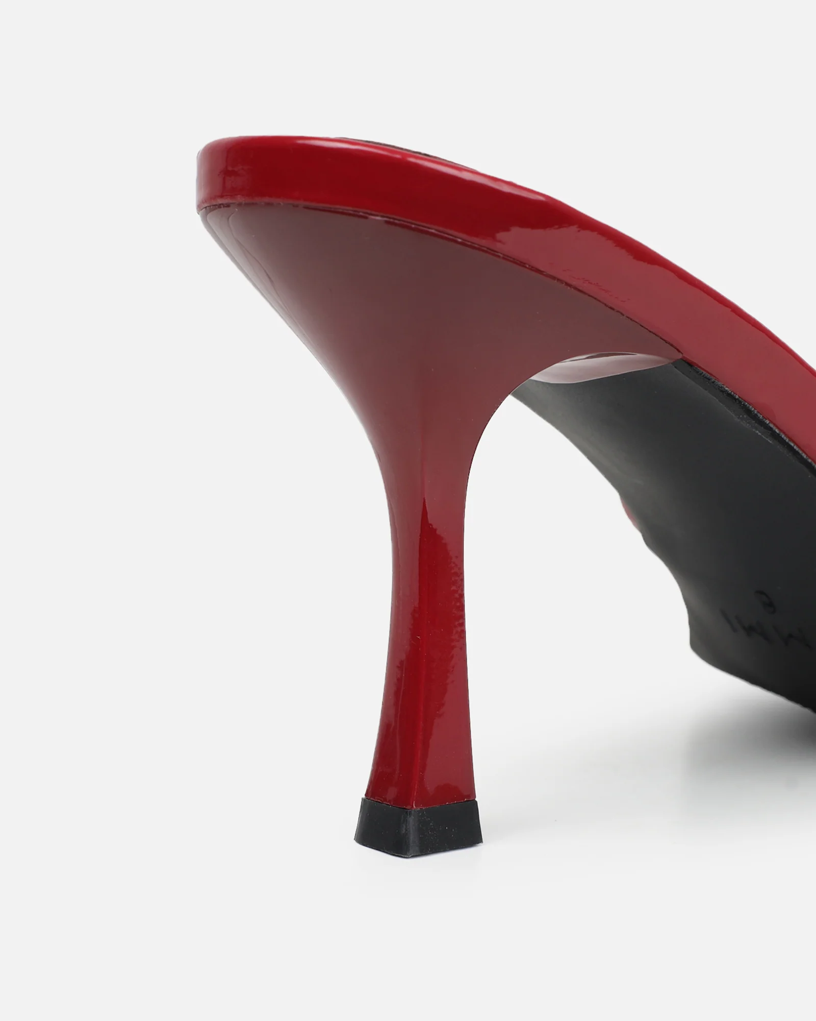 Shadee Dark Red Patent Mid Heeled Sandals - Image 3
