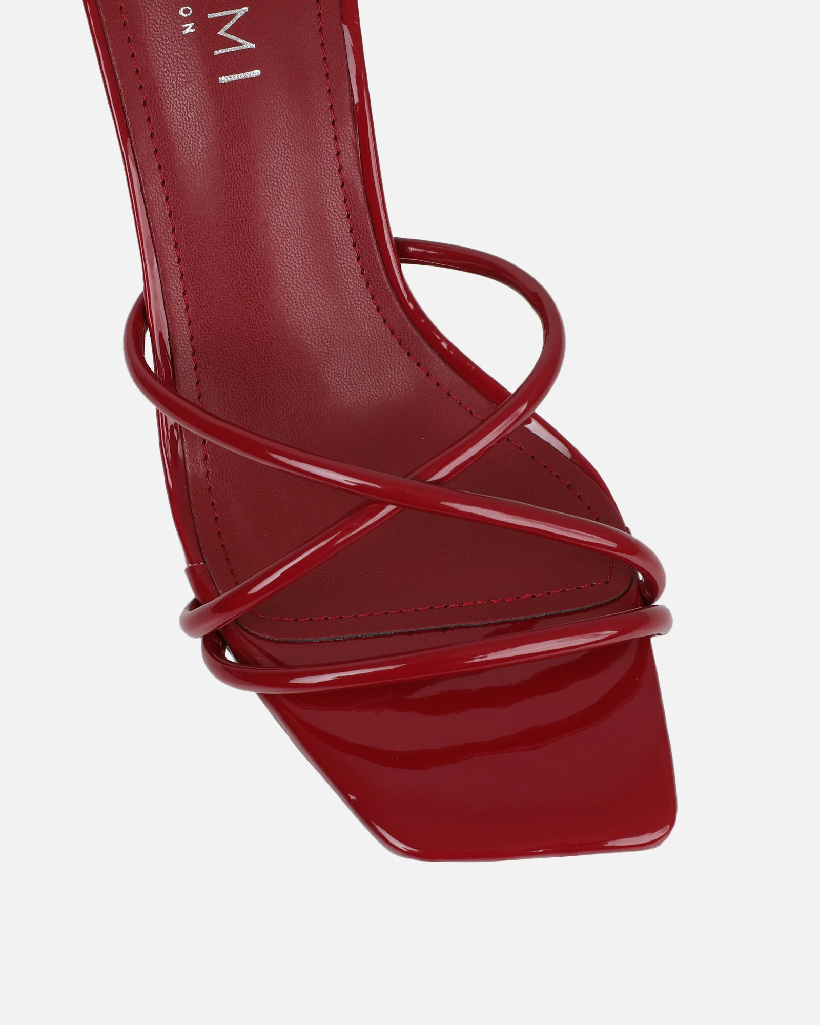 Shadee Dark Red Patent Mid Heeled Sandals - Image 4