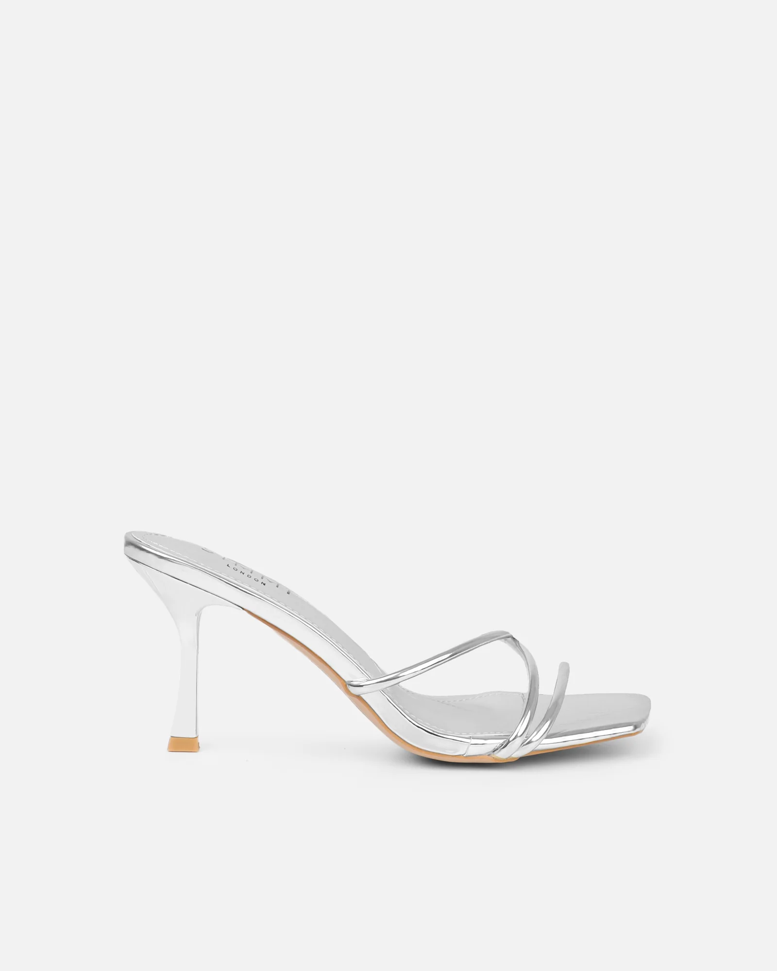 Shadee Silver Mirror Mid Heeled Sandals - Image 3