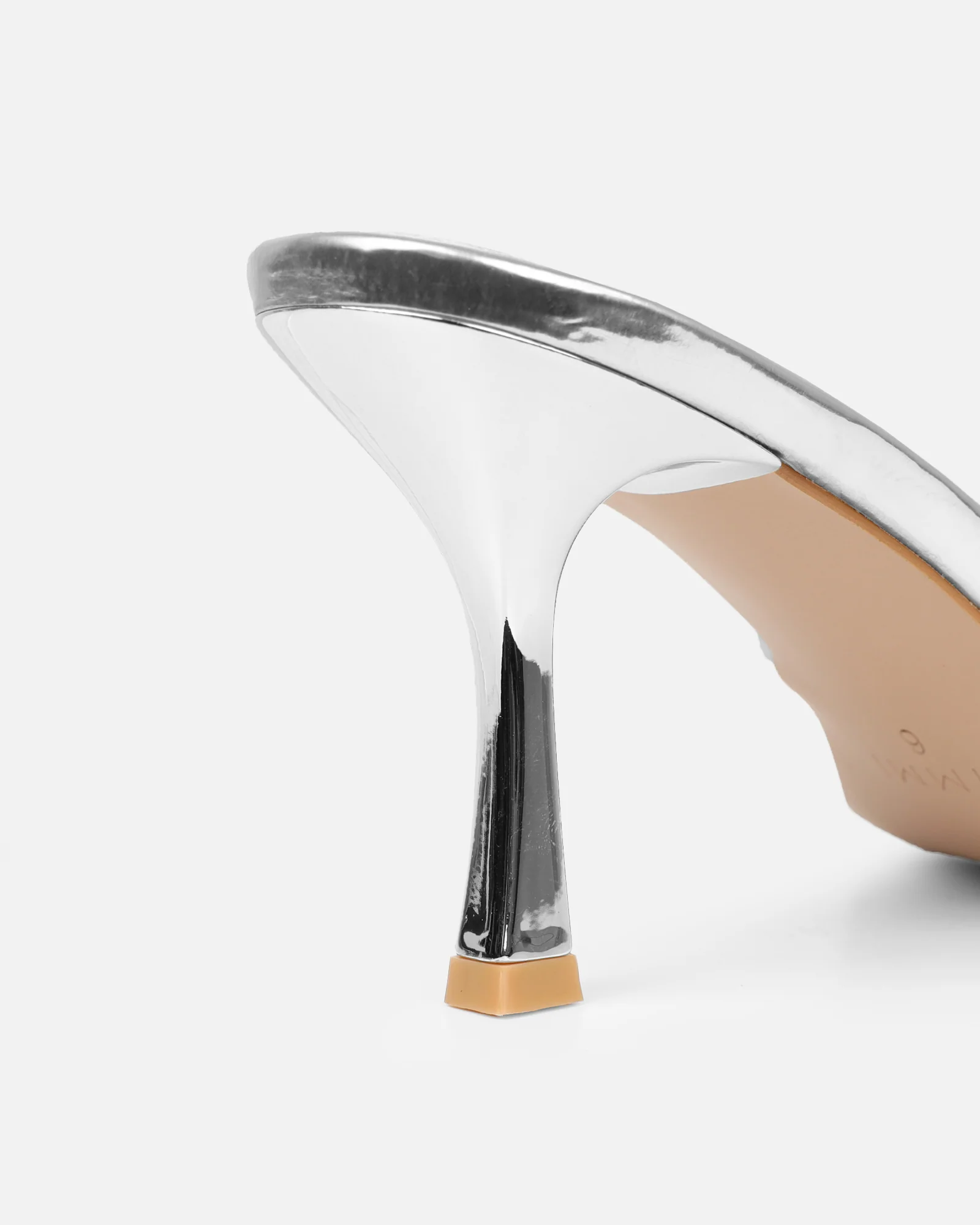 Shadee Silver Mirror Mid Heeled Sandals - Image 4