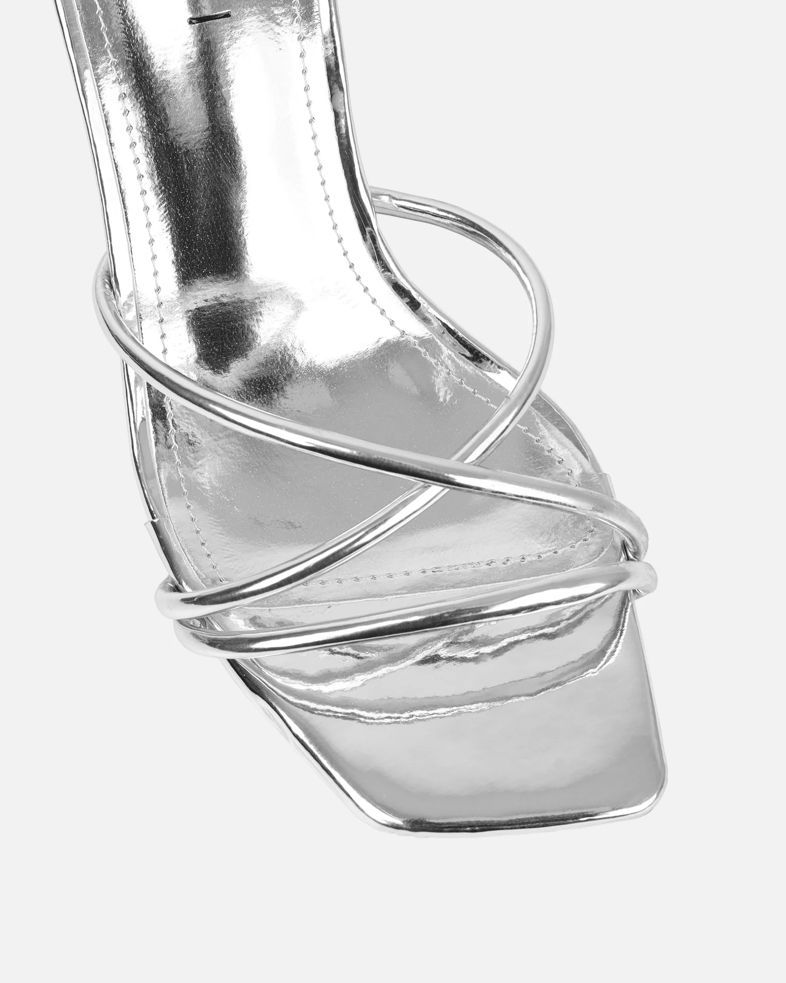 Shadee Silver Mirror Mid Heeled Sandals - Image 5