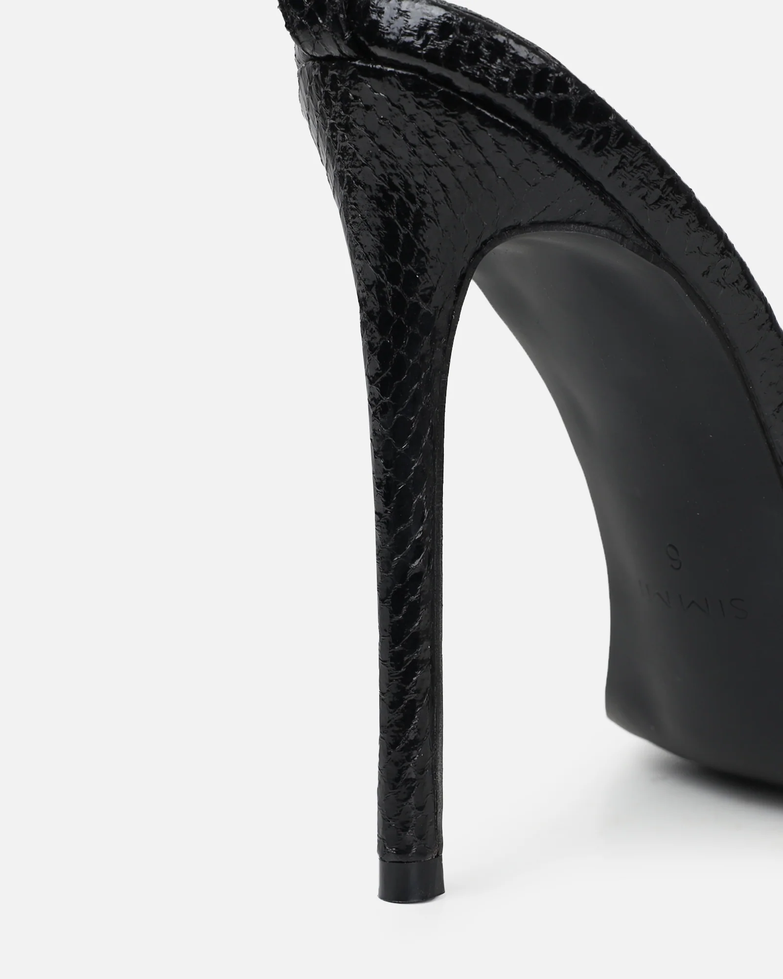 Shakirah Black Snake Diamante Heeled Sandals - Image 4