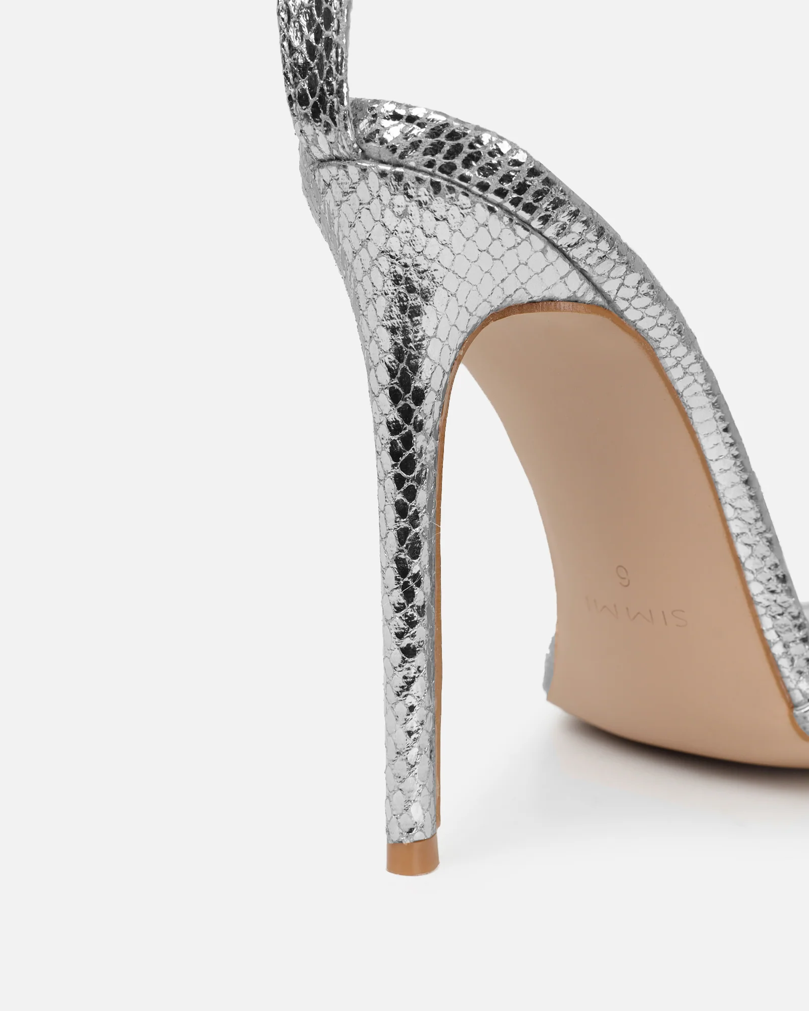 Shakirah Silver Snake Diamante Heeled Sandals - Image 4