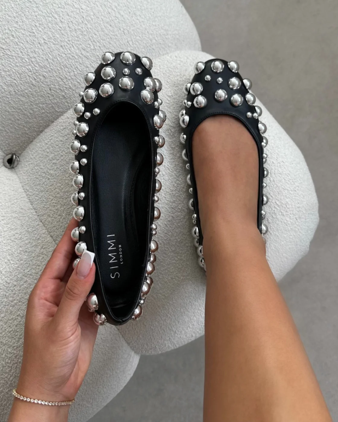 Shan Black Studded Ballet Flats