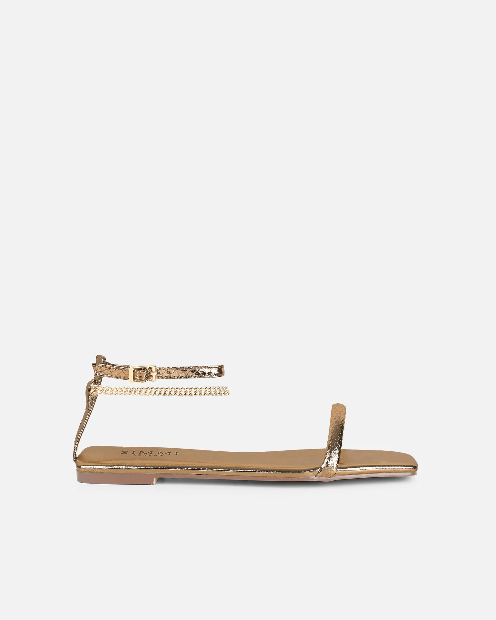 Shanaya Bronze Metallic Chain Sandals - Image 2