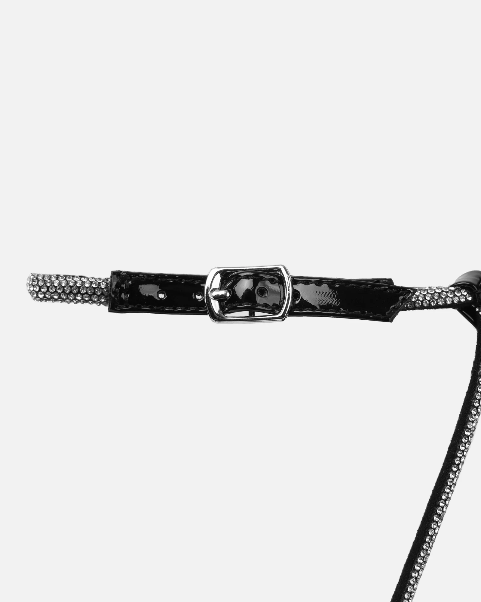 Sharon Black Patent Diamante Heeled Sandals - Image 3