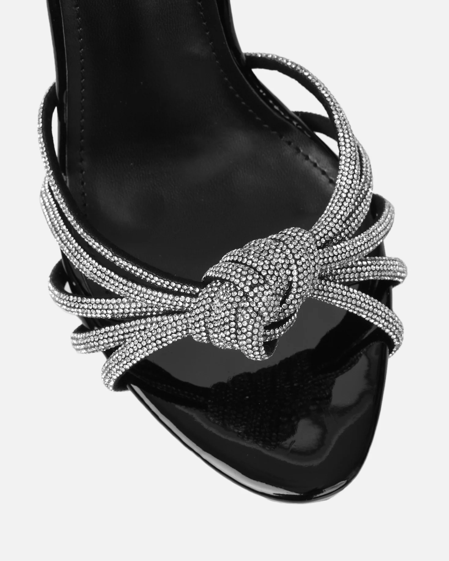 Sharon Black Patent Diamante Heeled Sandals - Image 4