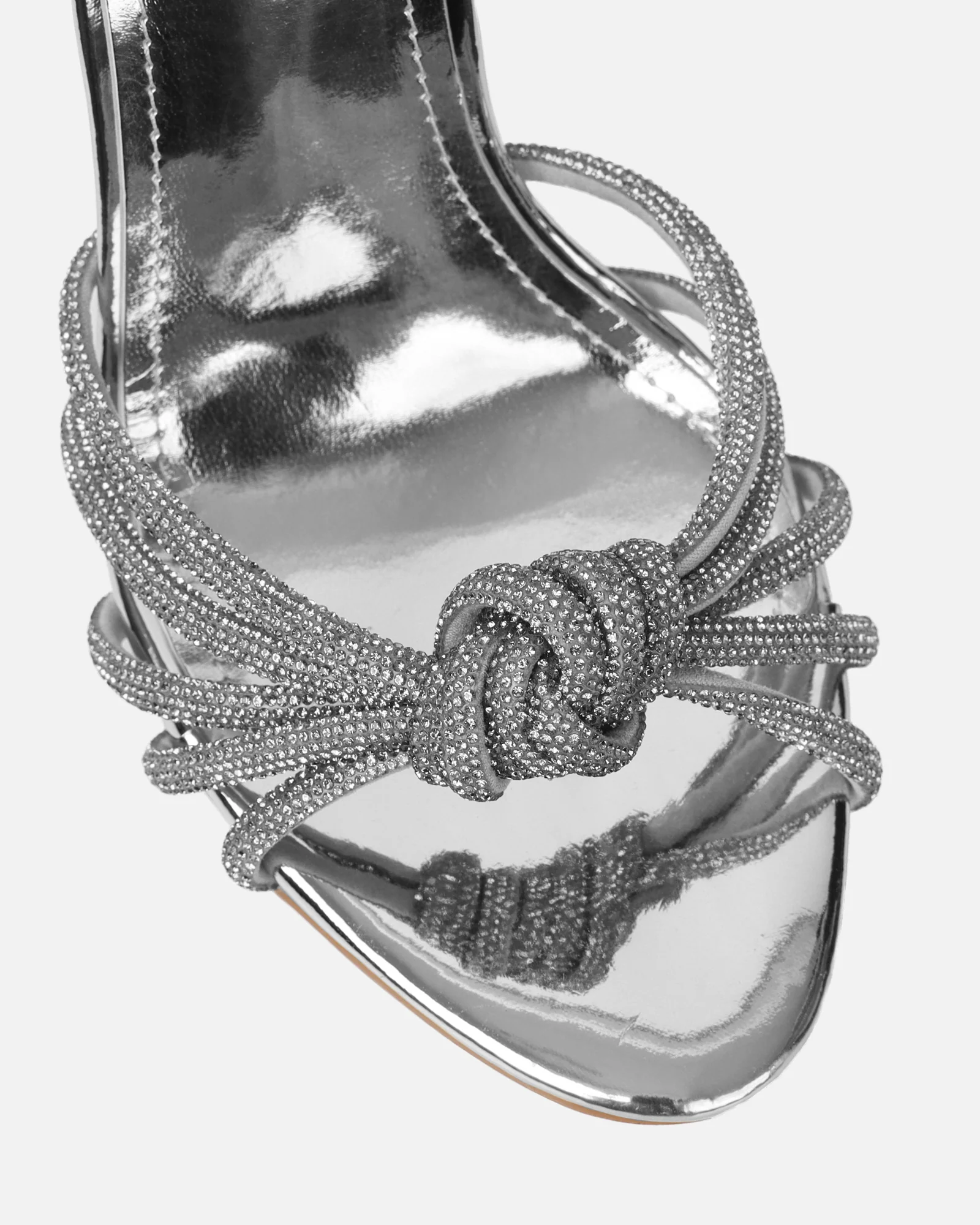 Sharon Silver Mirror Diamante Heeled Sandals - Image 5