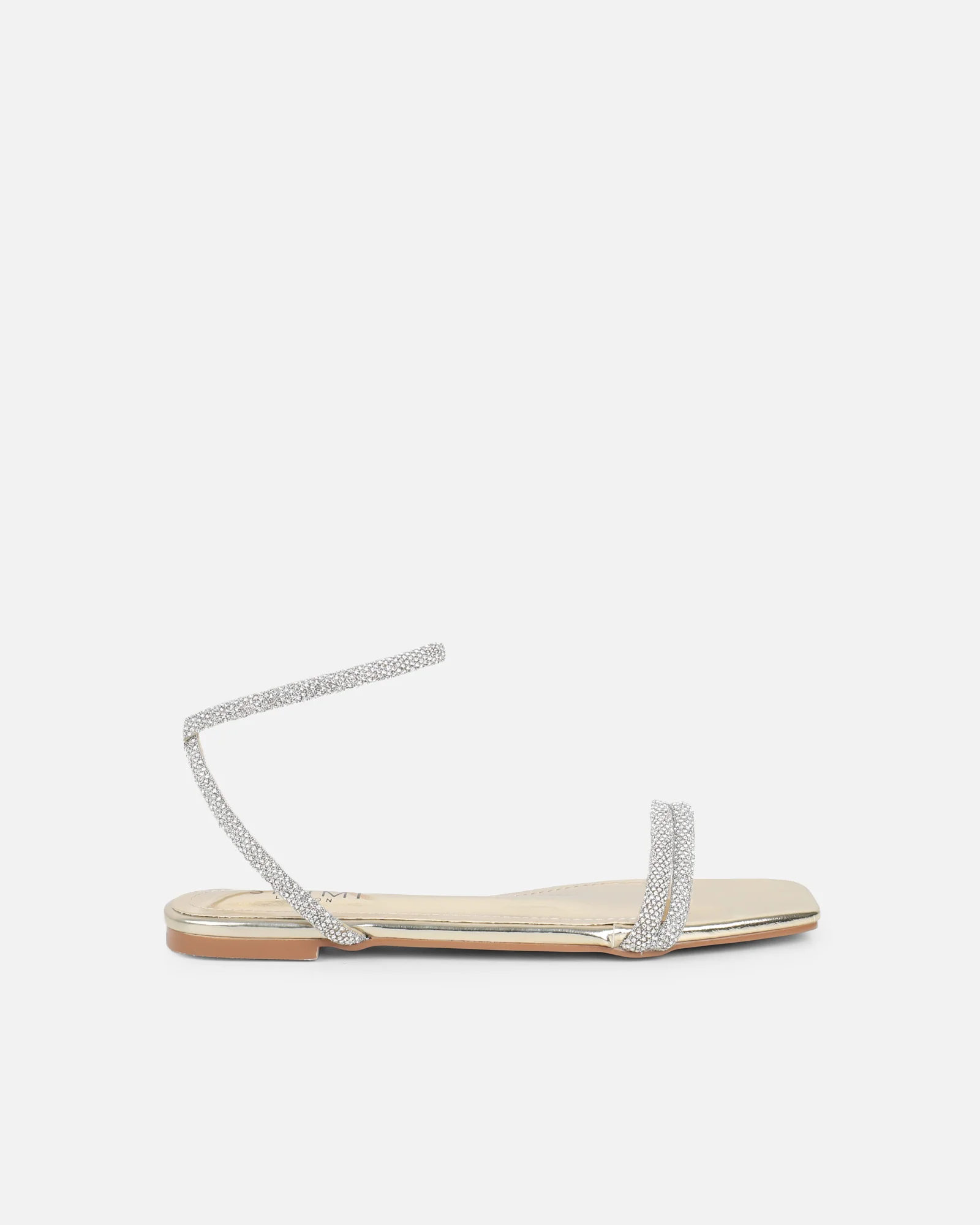 Shezz Gold Metallic Diamante Flat Sandals - Image 3